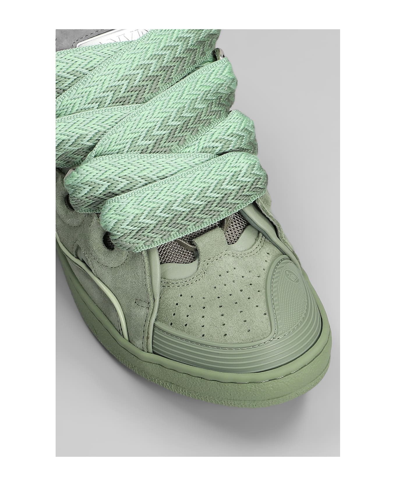Lanvin Curb Sneakers In Green Suede - green