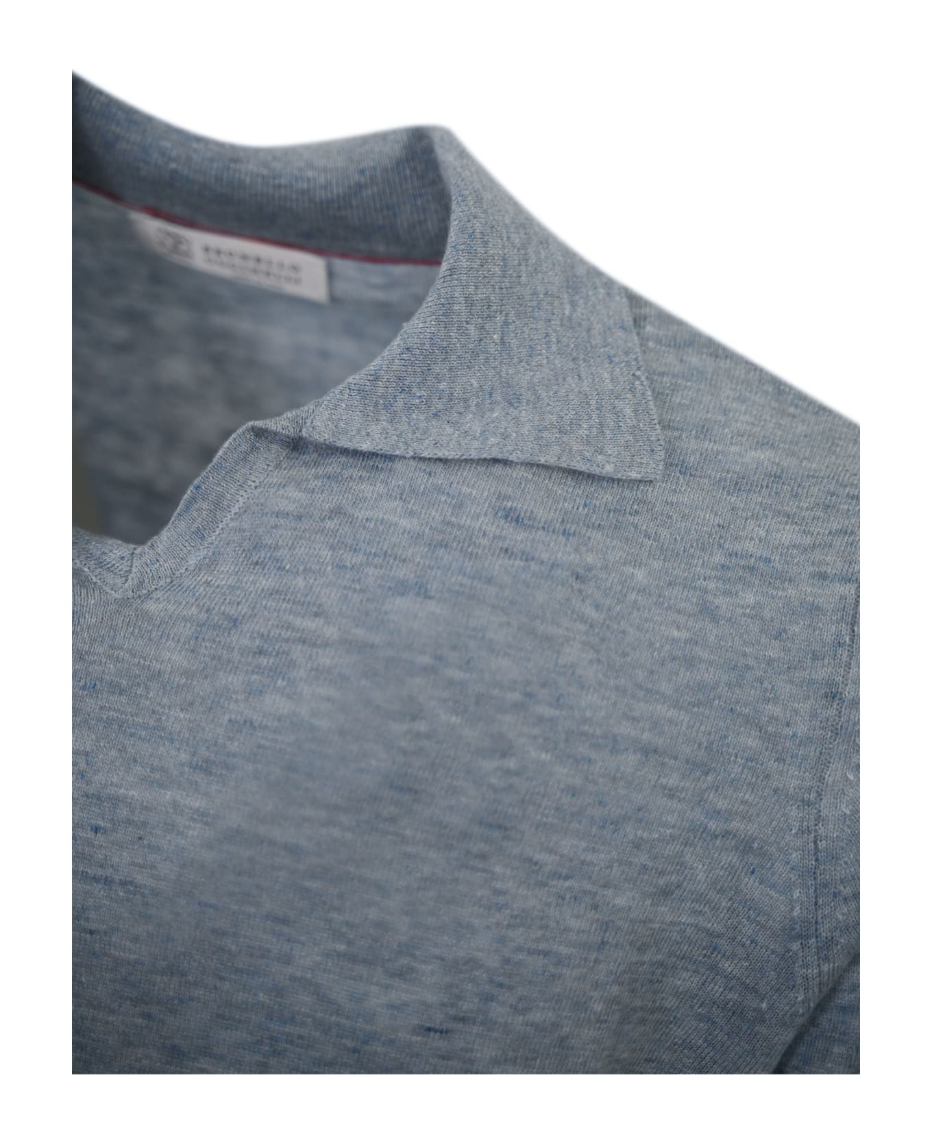Brunello Cucinelli Linen Blend Polo Shirt - Celeste