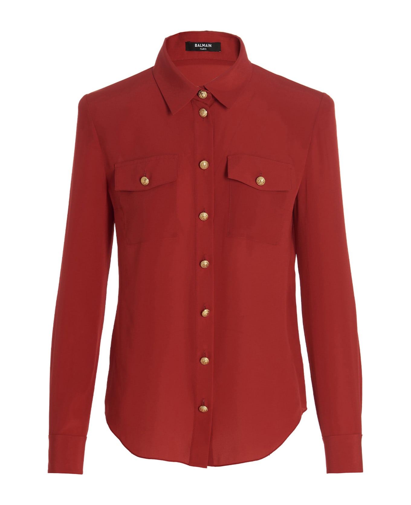 Balmain Silk Shirts With Padded Shoulders - Red