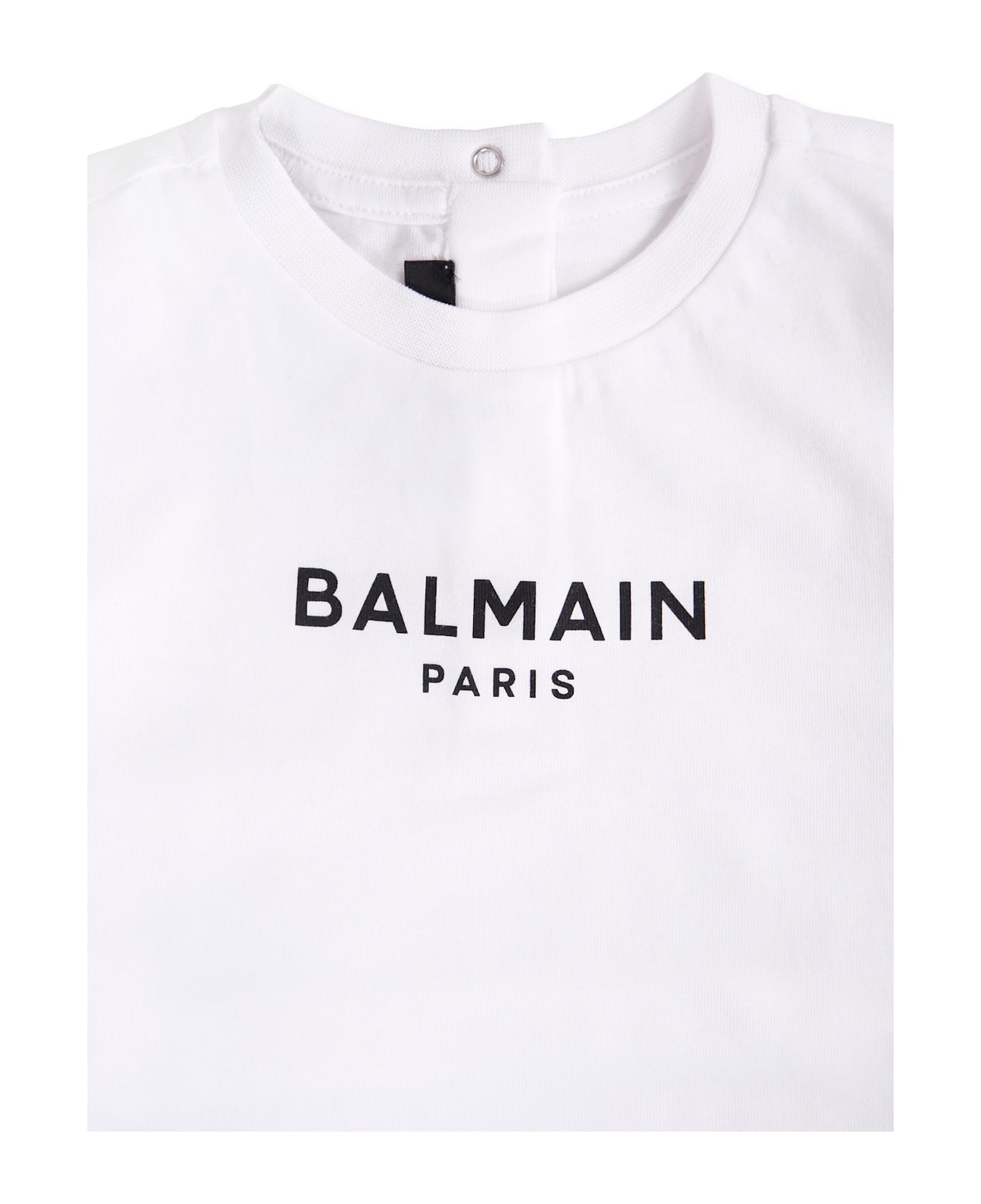 Balmain White T-shirt For Babykids With Logo - White