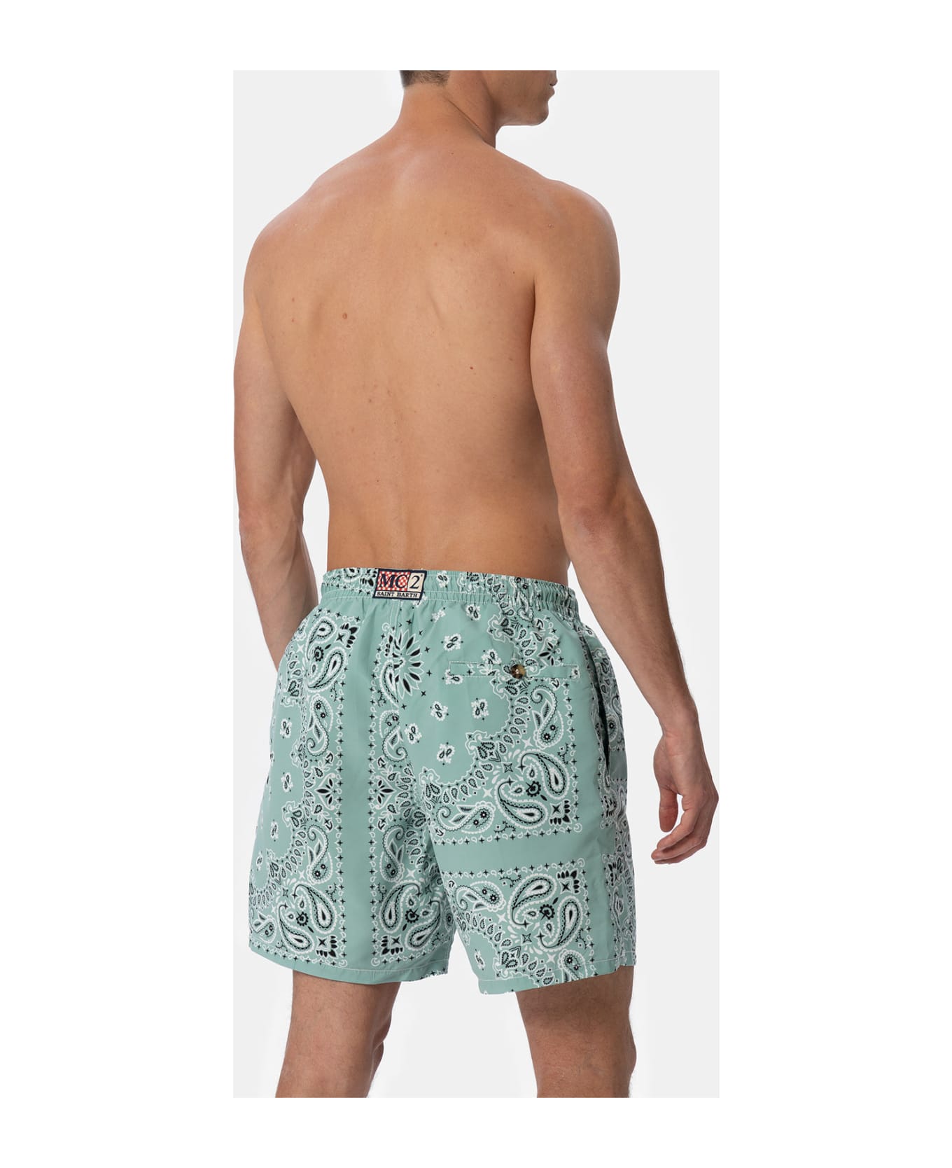 MC2 Saint Barth Man Mid-length Sage Green Swim-shorts Caprese - GREEN