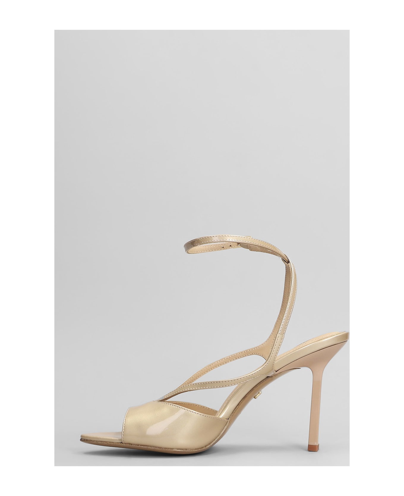 Lola Cruz Streep Heel 95 Sandals In Powder Leather - powder