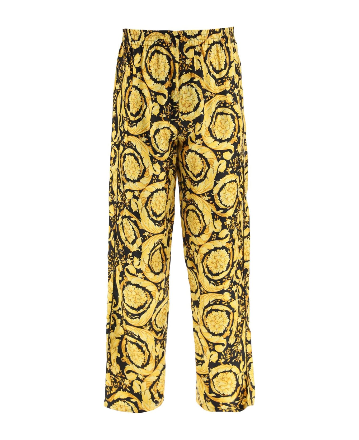 Versace Pajama Pants With Baroque Pattern - NERO ORO (Gold) ボトムス