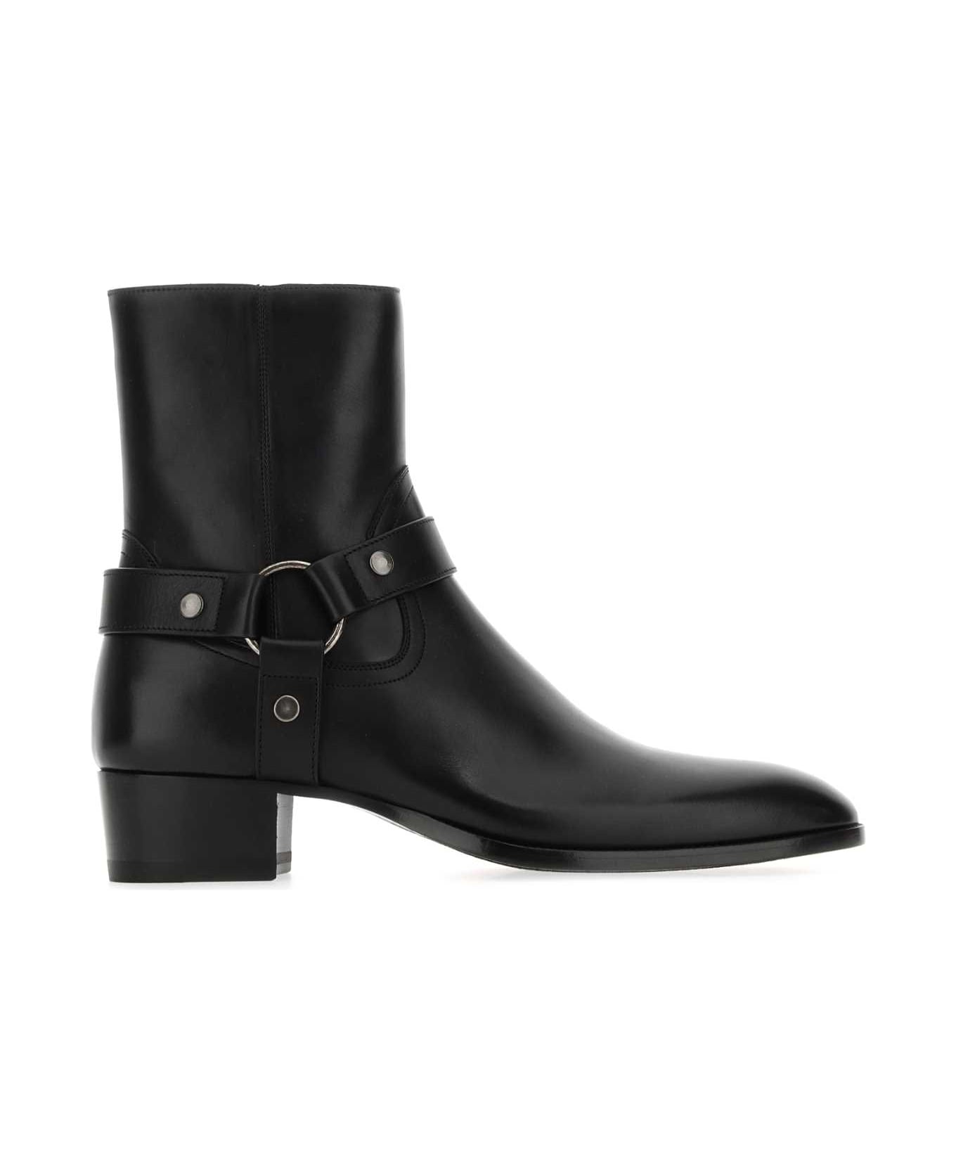 Saint Laurent Black Leather Ankle Boots - 1000