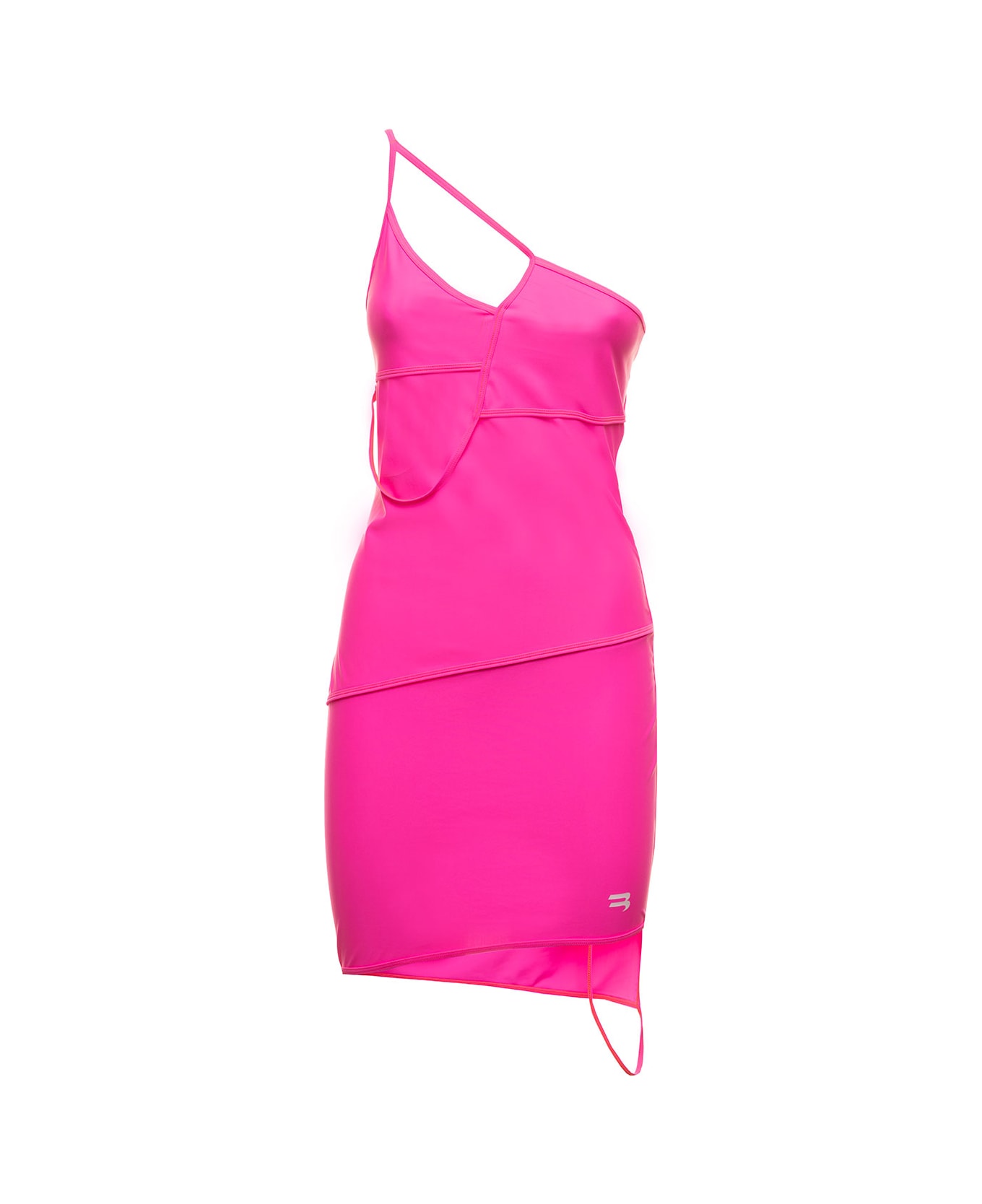 Balenciaga Mat Spandex One Shoulder Stretch Fabric Pink Dress Blaneciaga Woman - Pink