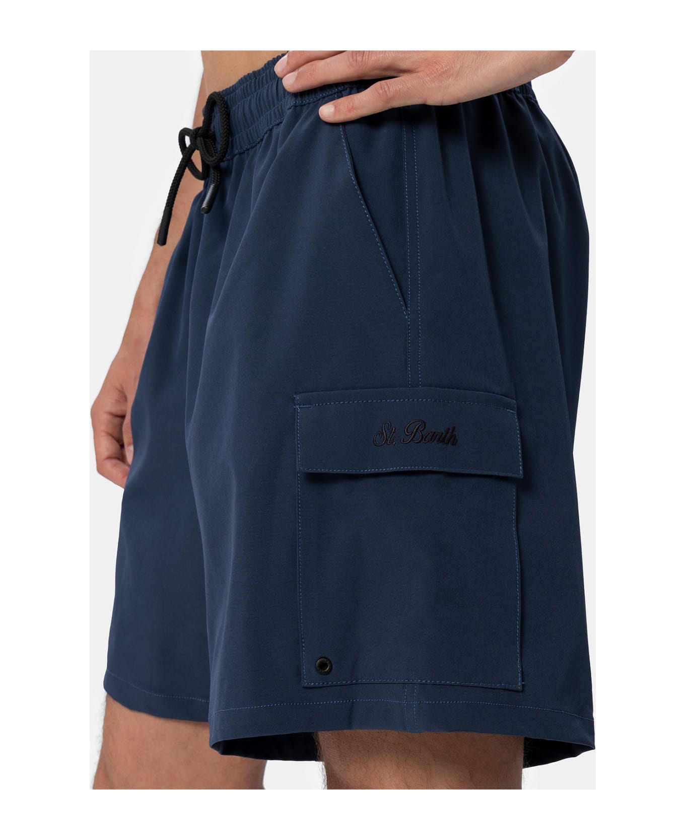 MC2 Saint Barth Blue Classic Stretch Comfort Travel Swim Shorts - BLUE