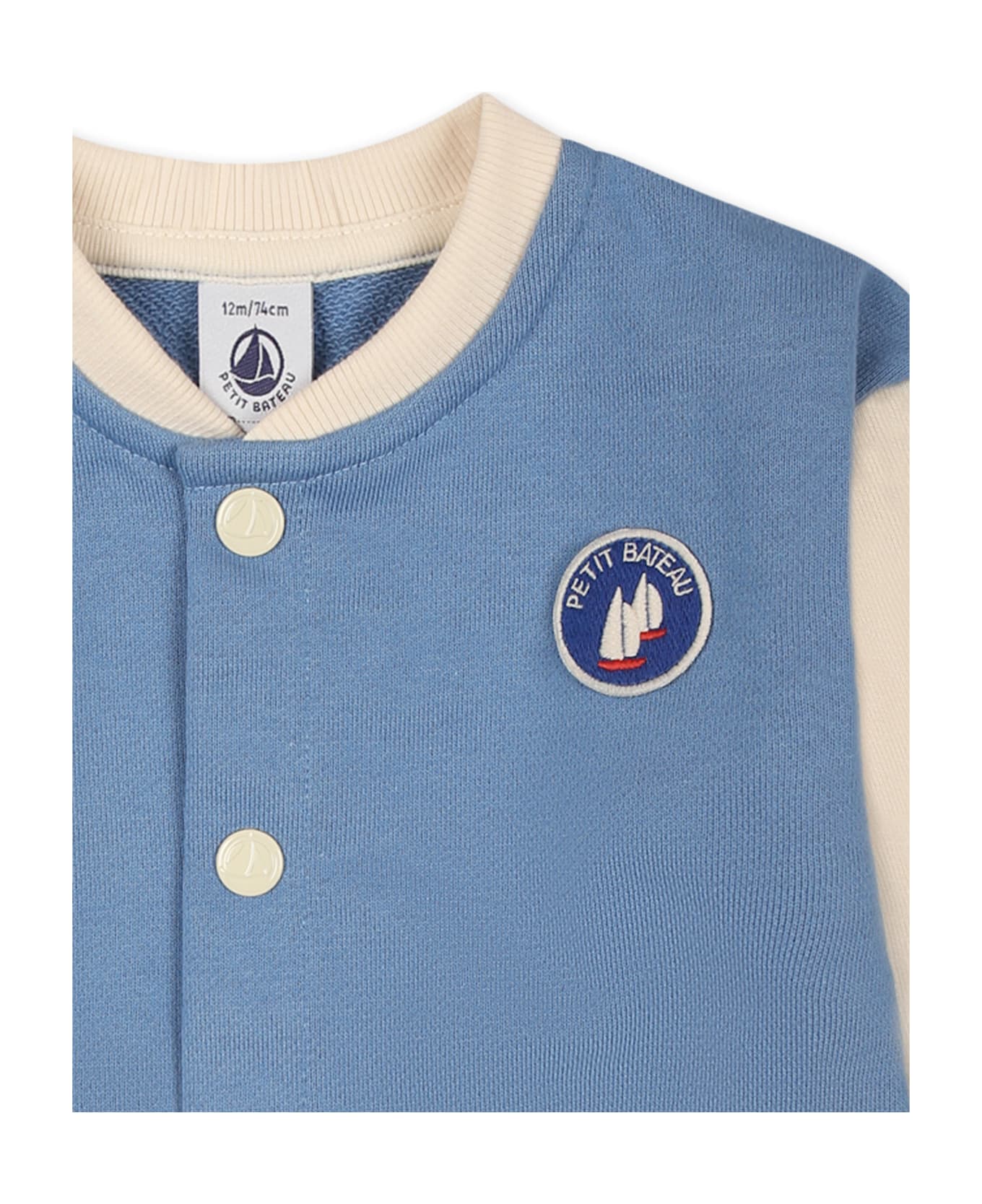 Petit Bateau Light Blue Sweatshirt For Baby Boy With Logo - Light Blue