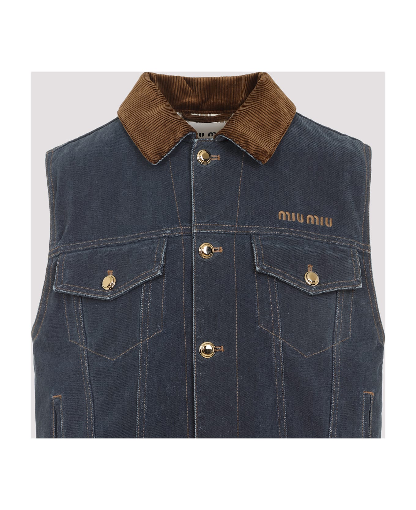 Miu Miu Denim Flock Jacket - Bleu