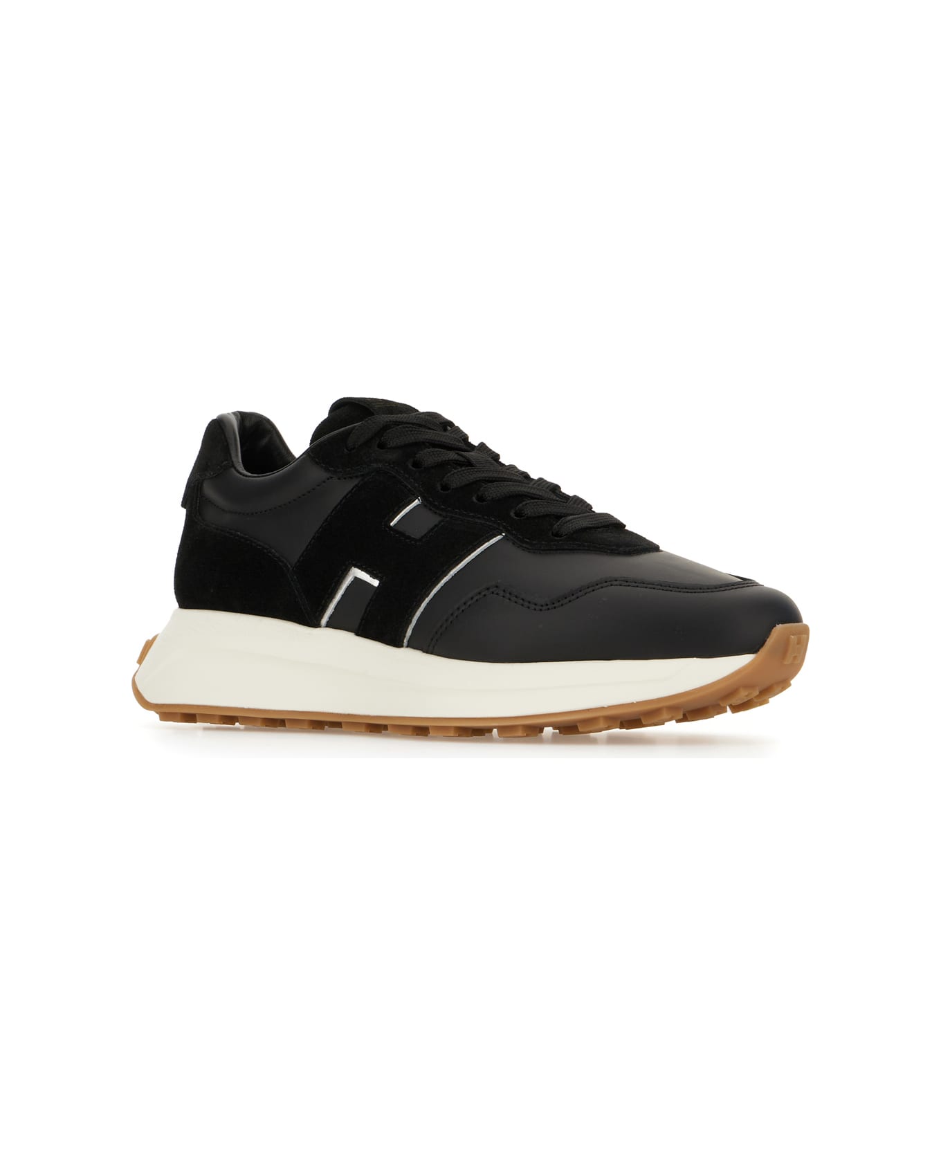 Hogan 'h641' Black Leather Sneakers - NERO GHIACCIO ARGENTO