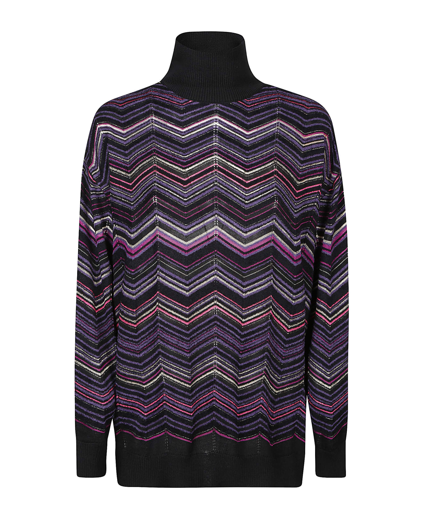 Missoni Turtle Neck Sweater - G Multicolor Black/fucsia/beige ニットウェア