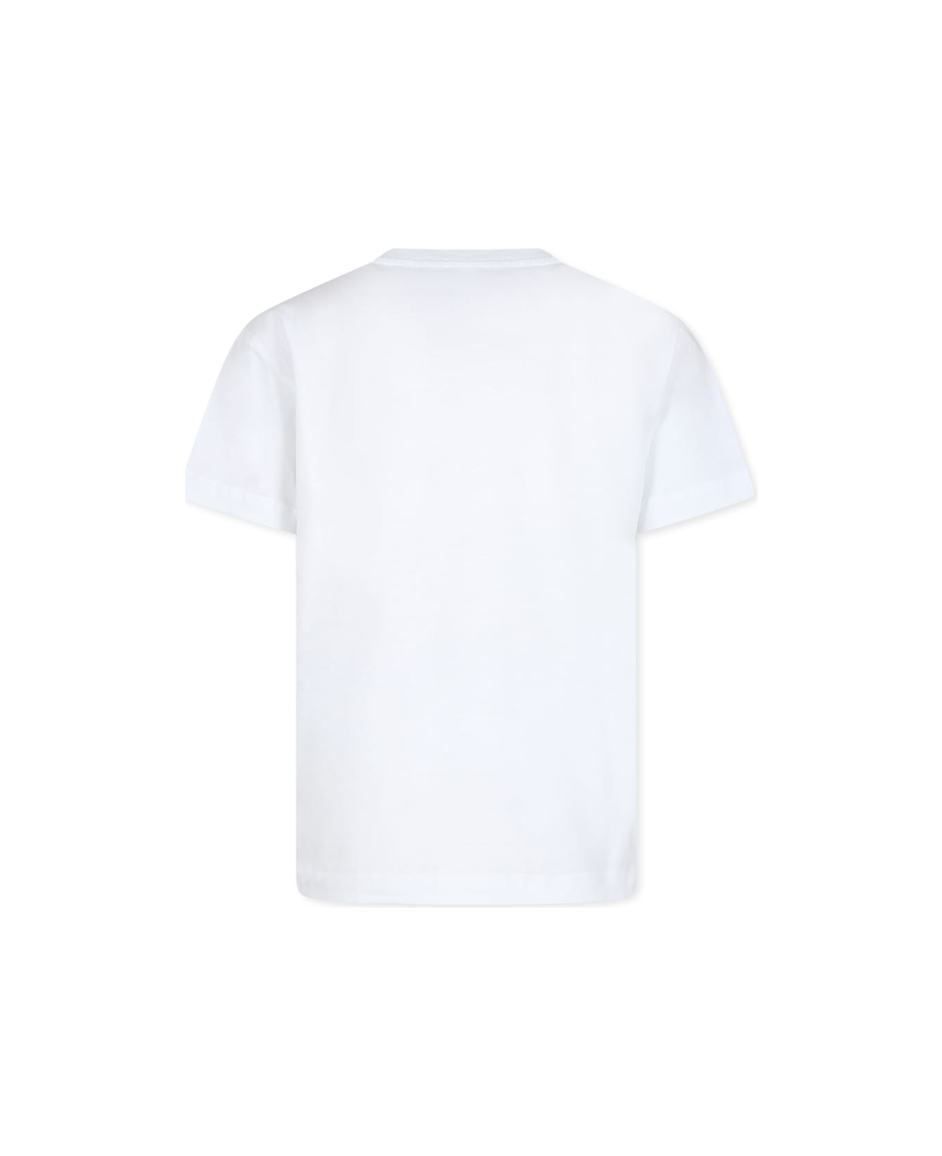 MSGM White T-shirt For Boy With Logo - Bianco