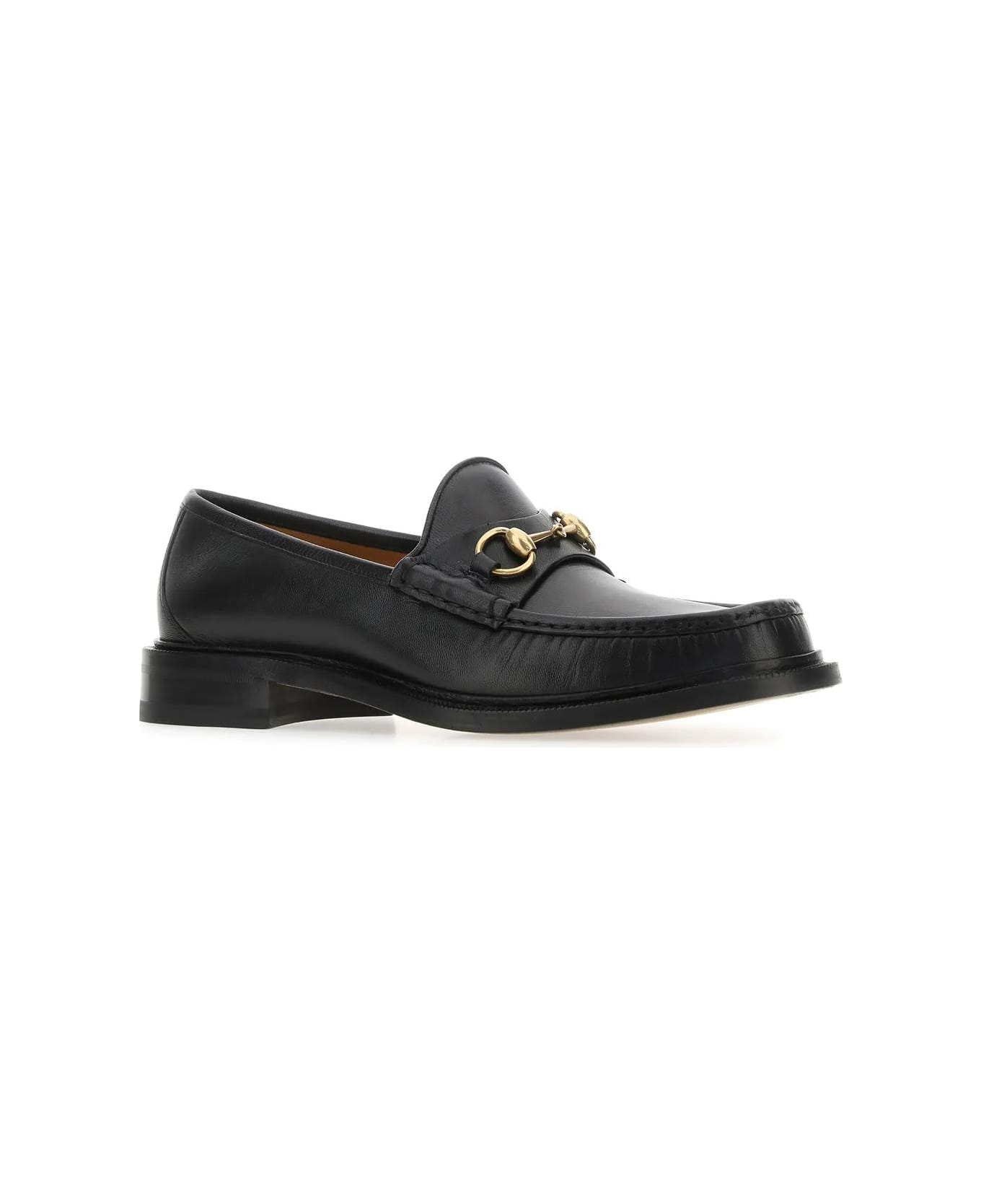 Gucci Black Leather Loafers - Black ローファー＆デッキシューズ