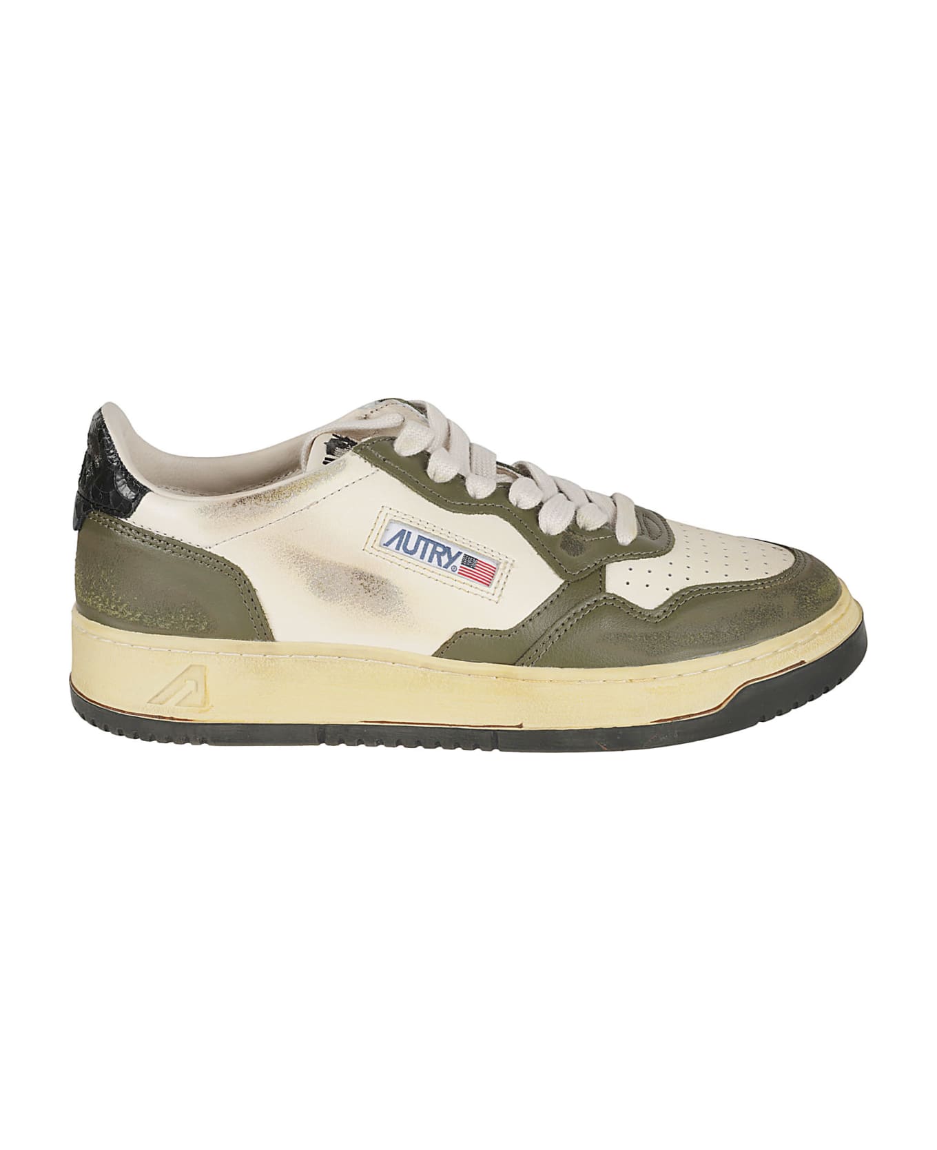 Autry Sup Vintage Low Man Sneakers - WHITE/OLIVE スニーカー