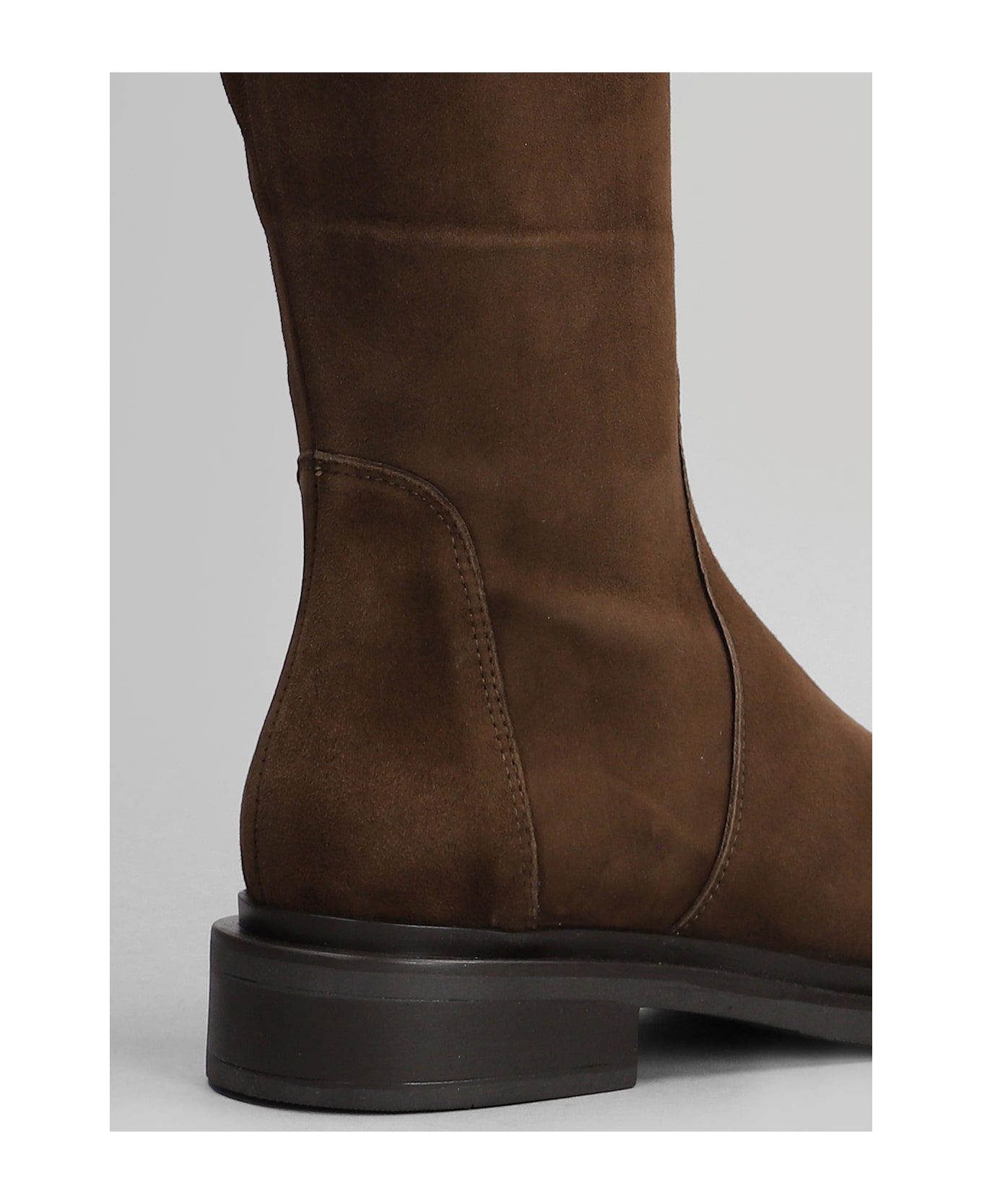 Julie Dee Low Heels Boots In Dark Brown Suede - dark brown