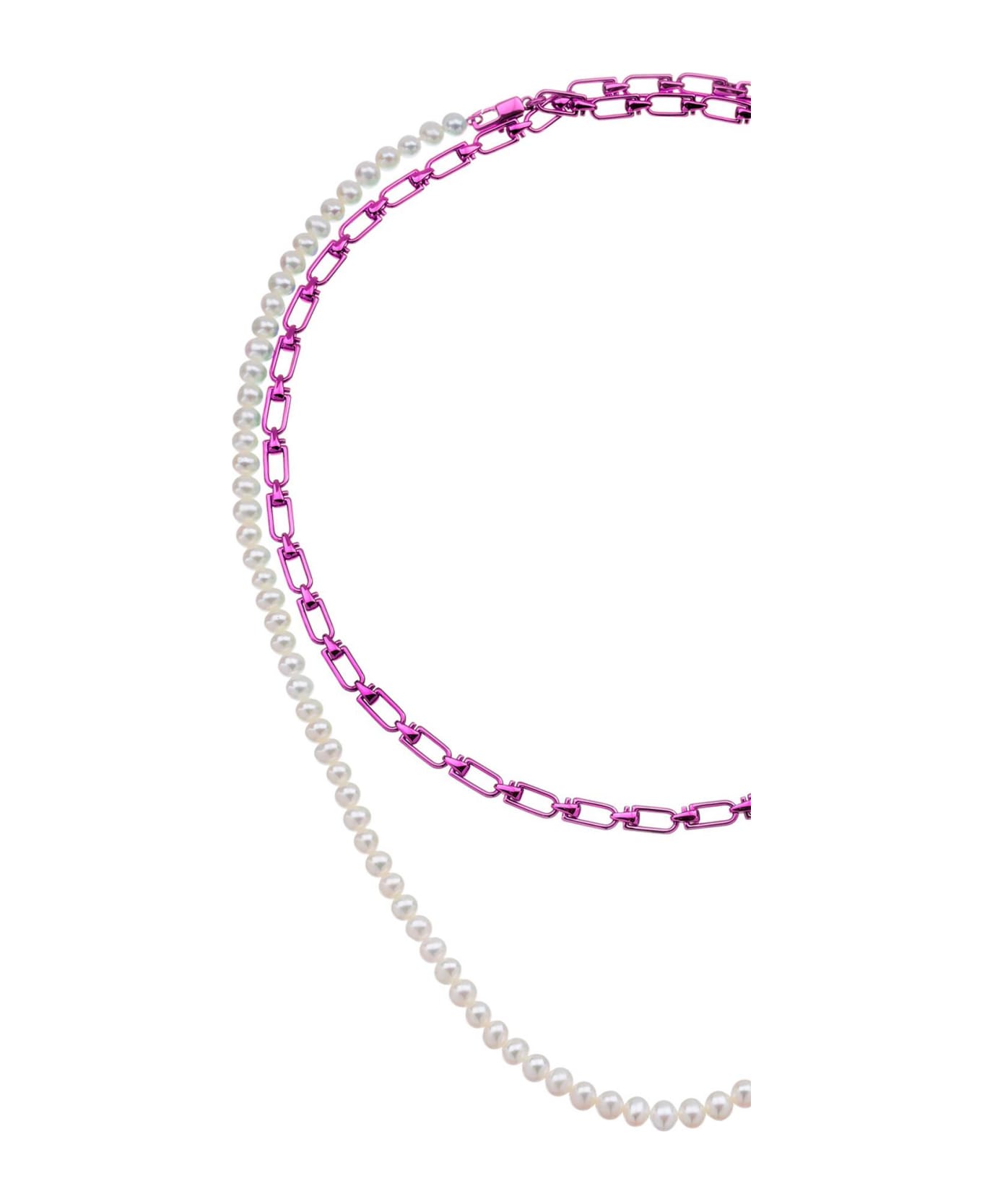 EÉRA 'reine' Double Necklace With Pearls - SILVER FUCHSIA (White) ネックレス