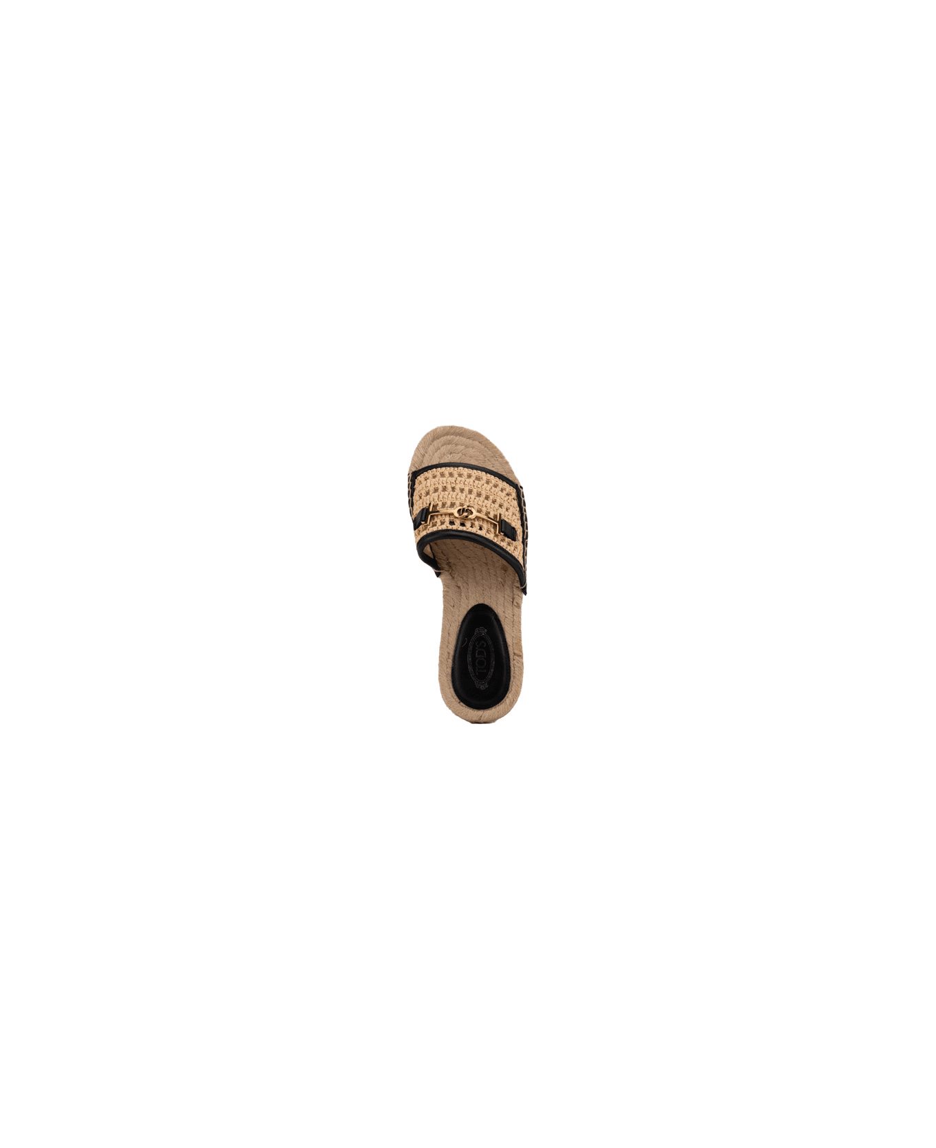 Tod's Leather And Fabric Sandal - Naturale/nero サンダル