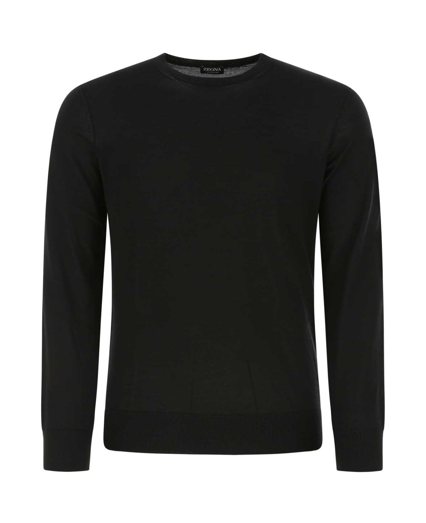 Zegna Black Cashmere Blend Sweater - K09 フリース