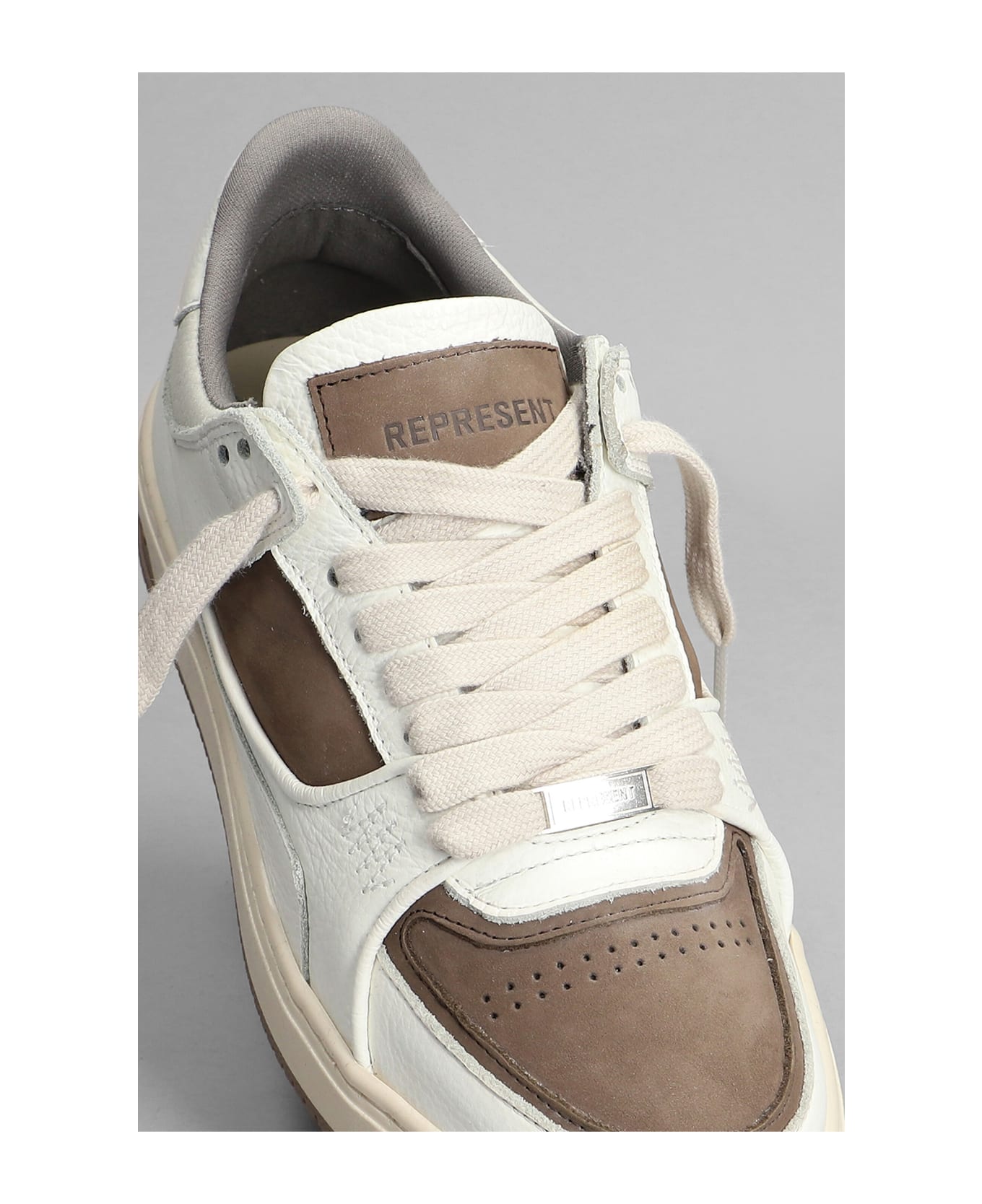 REPRESENT Apex Sneakers In White Leather - White and brown