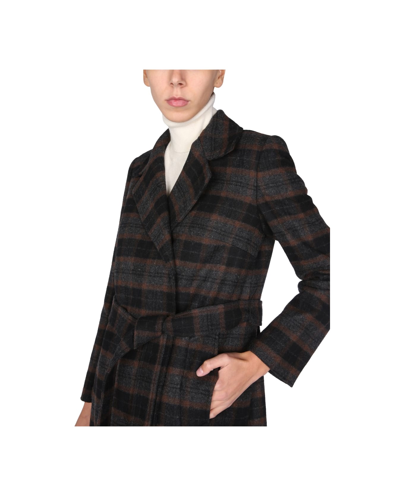 Barbour Coat With Tartan Pattern - BLACK