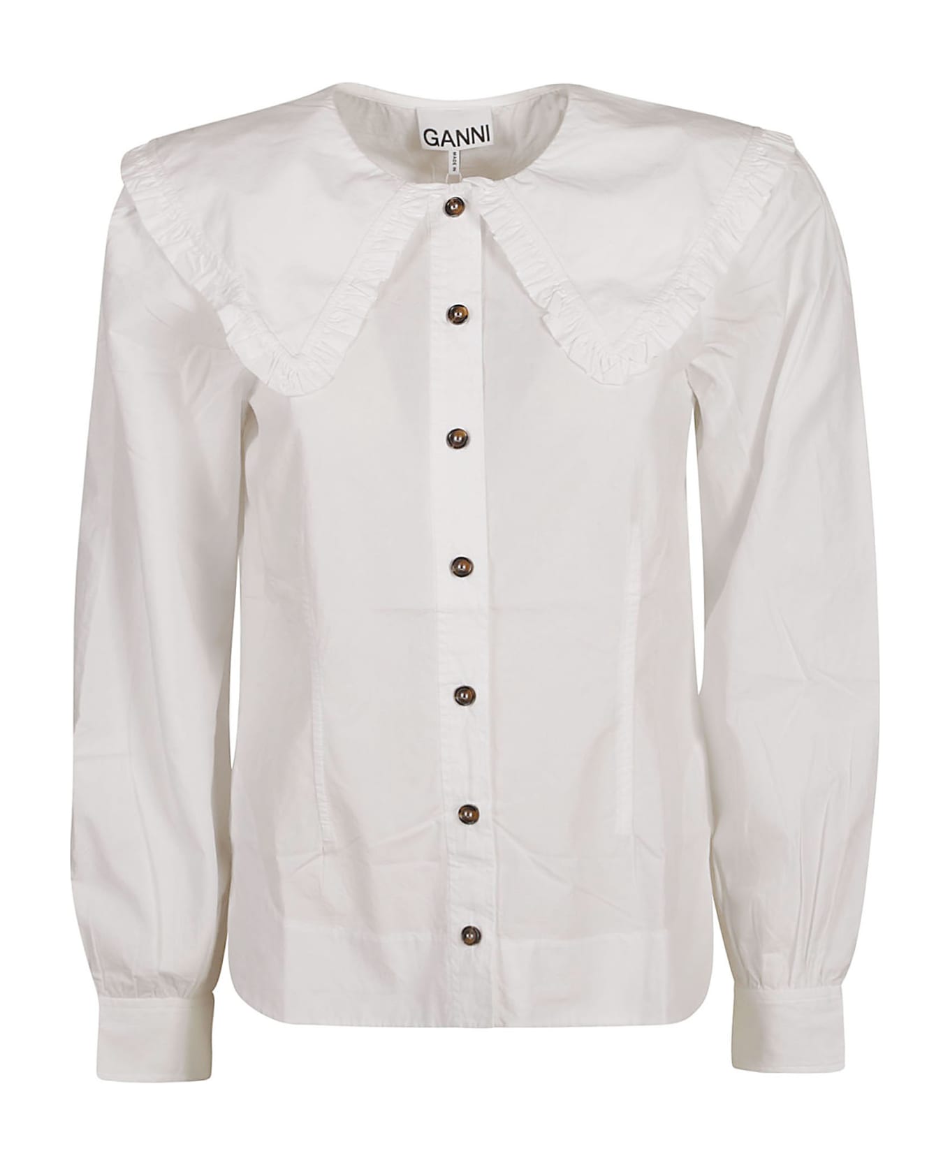 Ganni Maxi Collar Shirt - Bright White ブラウス
