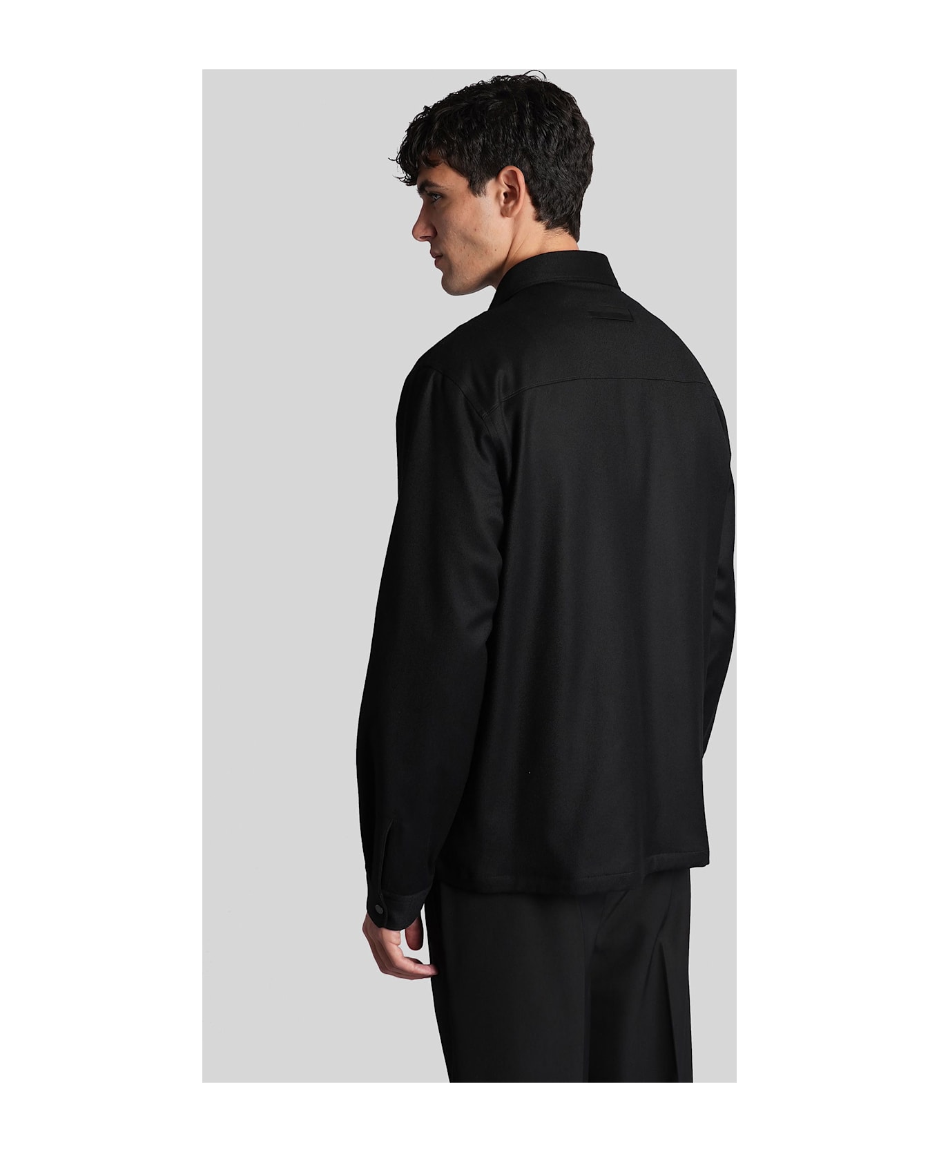 Zegna Casual Jacket In Black Wool - black