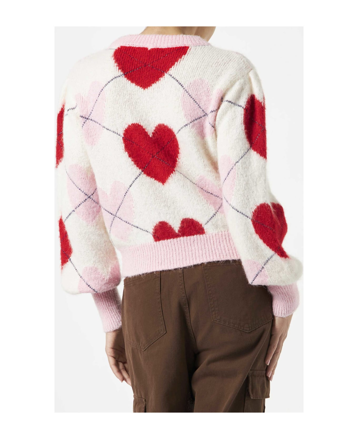 MC2 Saint Barth Woman Brushed Striped Sweater With Heart Pattern - MULTICOLOR