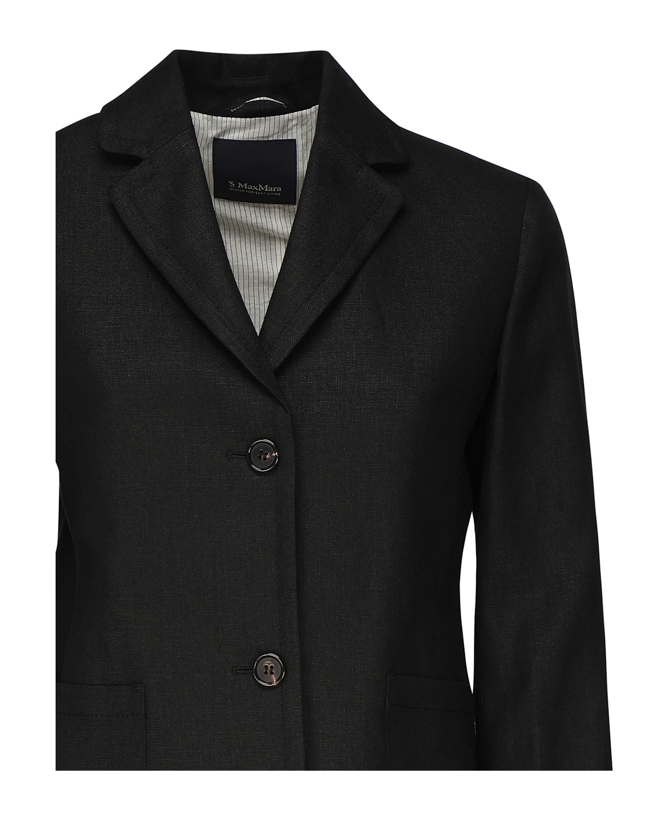 
S Max Mara Arrigo Jacket In Heavy Linen Canvas - Black
