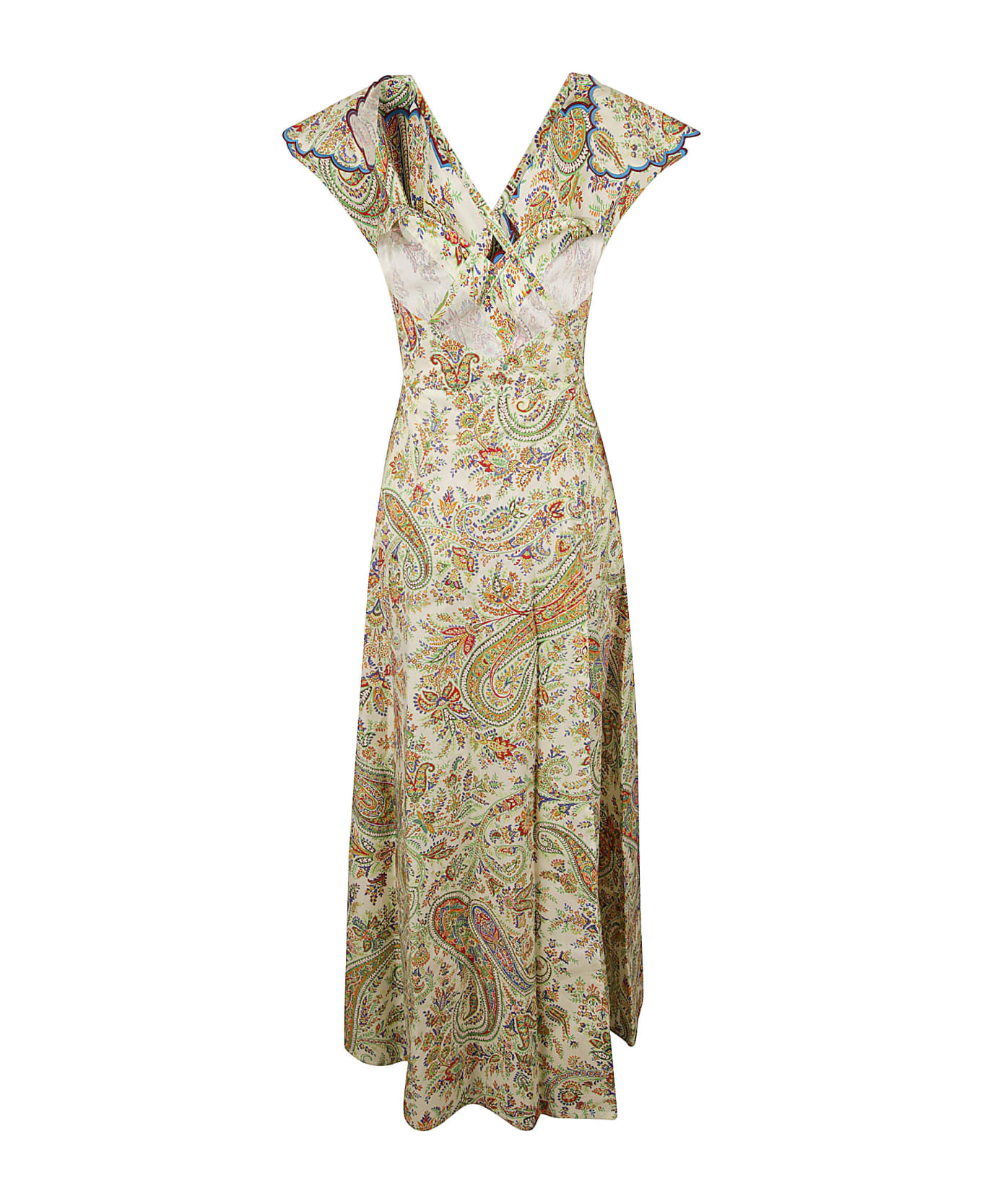 Etro Paisley Print Back Cross Strap Dress - White