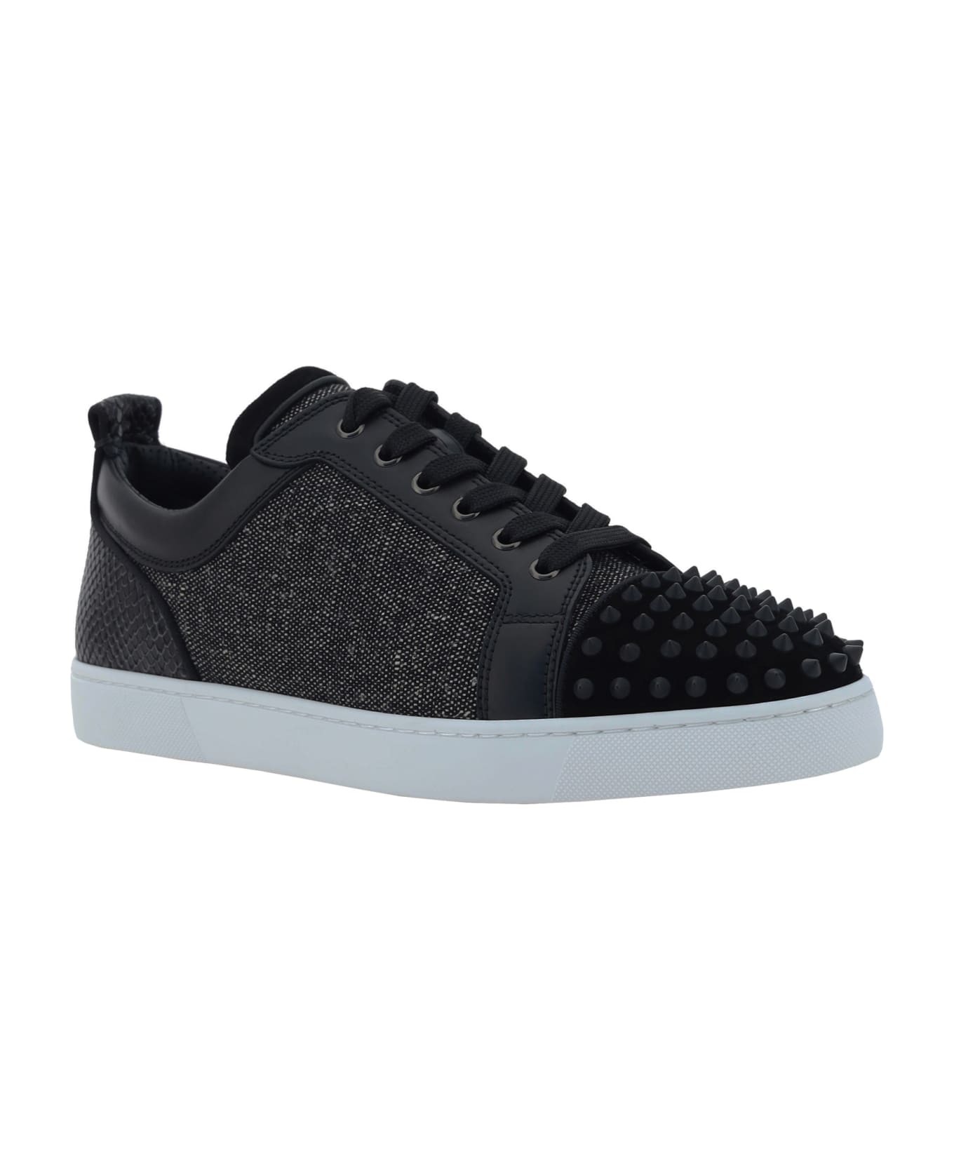 Christian Louboutin Louis Junior Spikes Orlato Sneakers - Black/black Mat