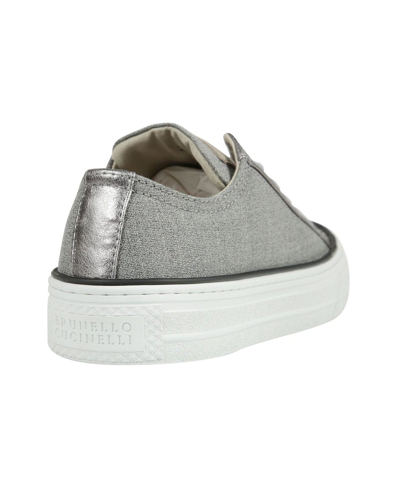 Brunello Cucinelli Panelled Lace-up Sneakers - grigio chiaro