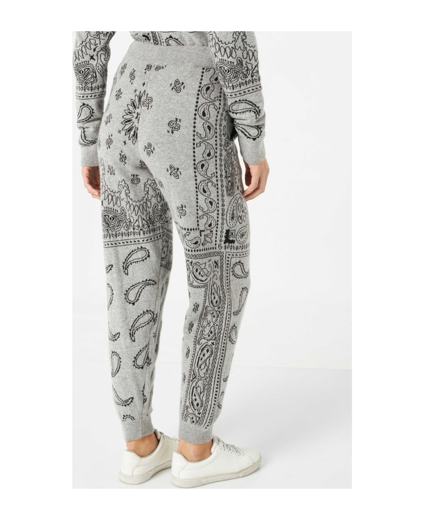 MC2 Saint Barth Woman Lightweight Knit Sweatpants With Grey Bandanna Print - WHITE