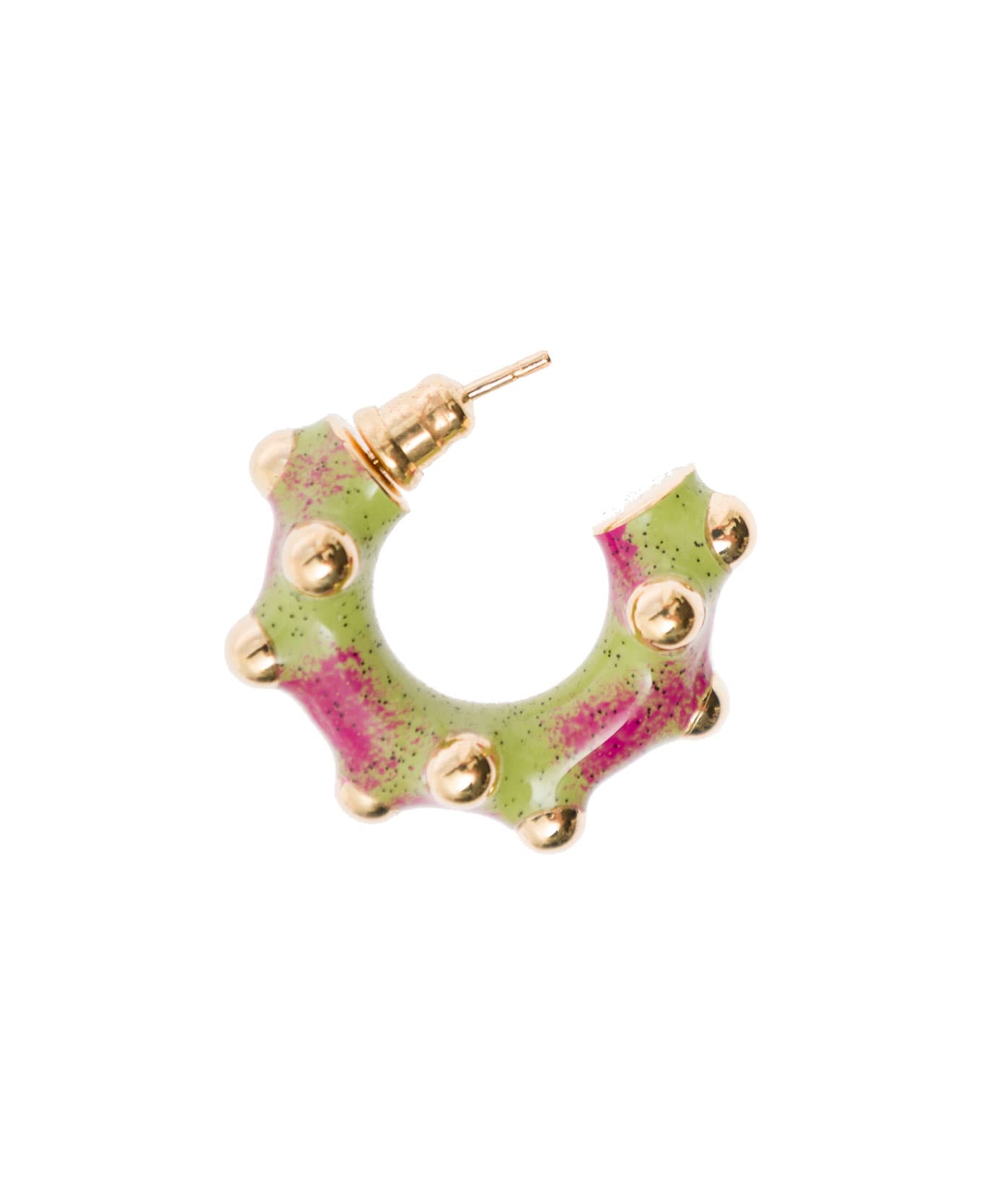 Panconesi Multicolor Asymmetric Earrings With Studs In 18k Gold Plated Brass Woman - Green