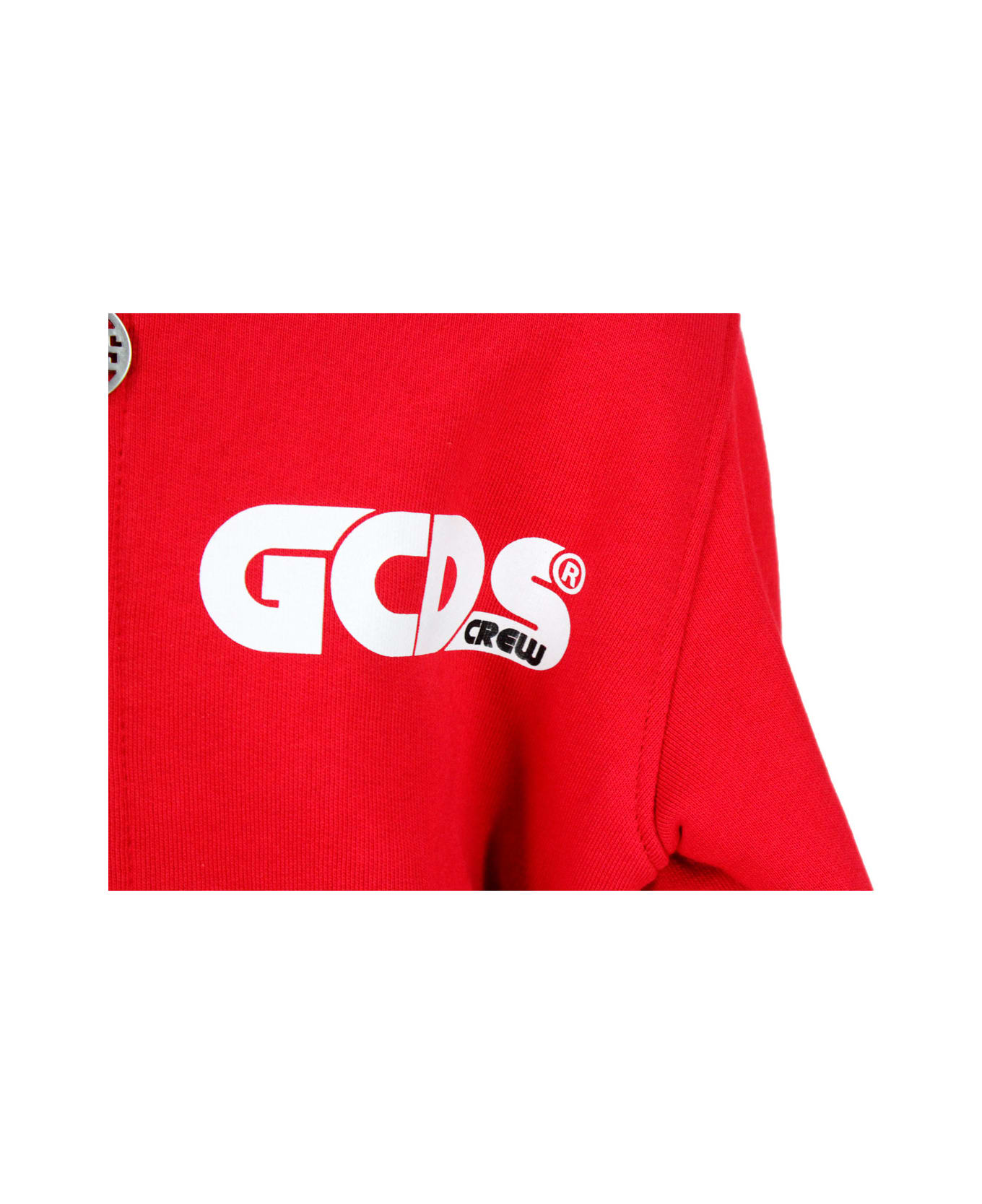 GCDS Cotton Sweatshirt With Zip And Hood With Logo Lettering On The Chest - Red