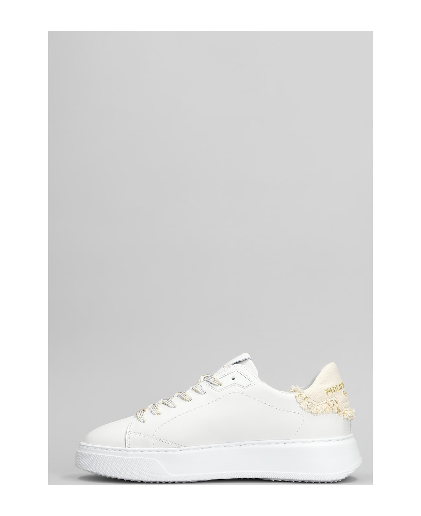 Philippe Model Temple Low Sneakers In White Leather - white