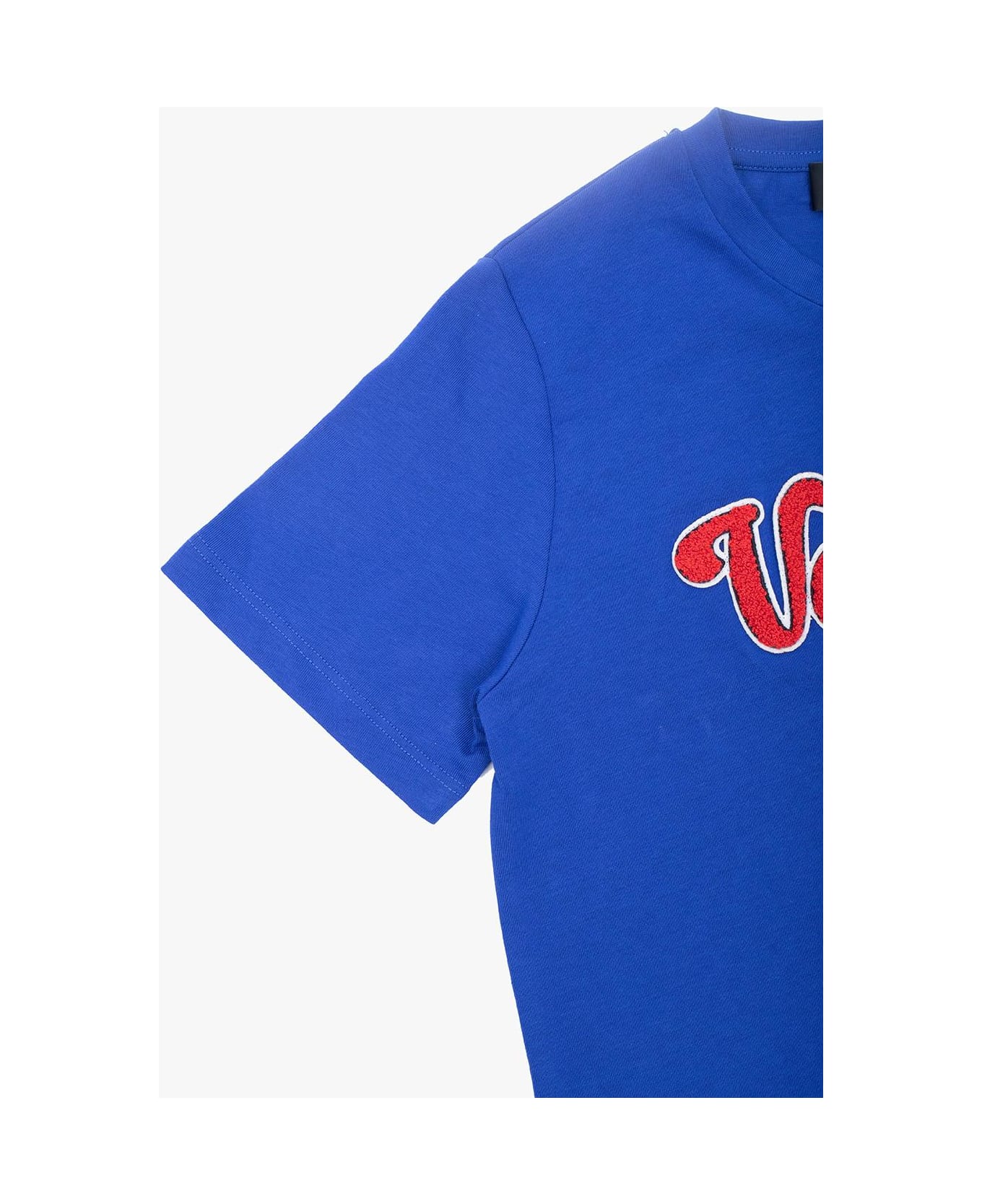 Young Versace T-shirt With Logo - Blu