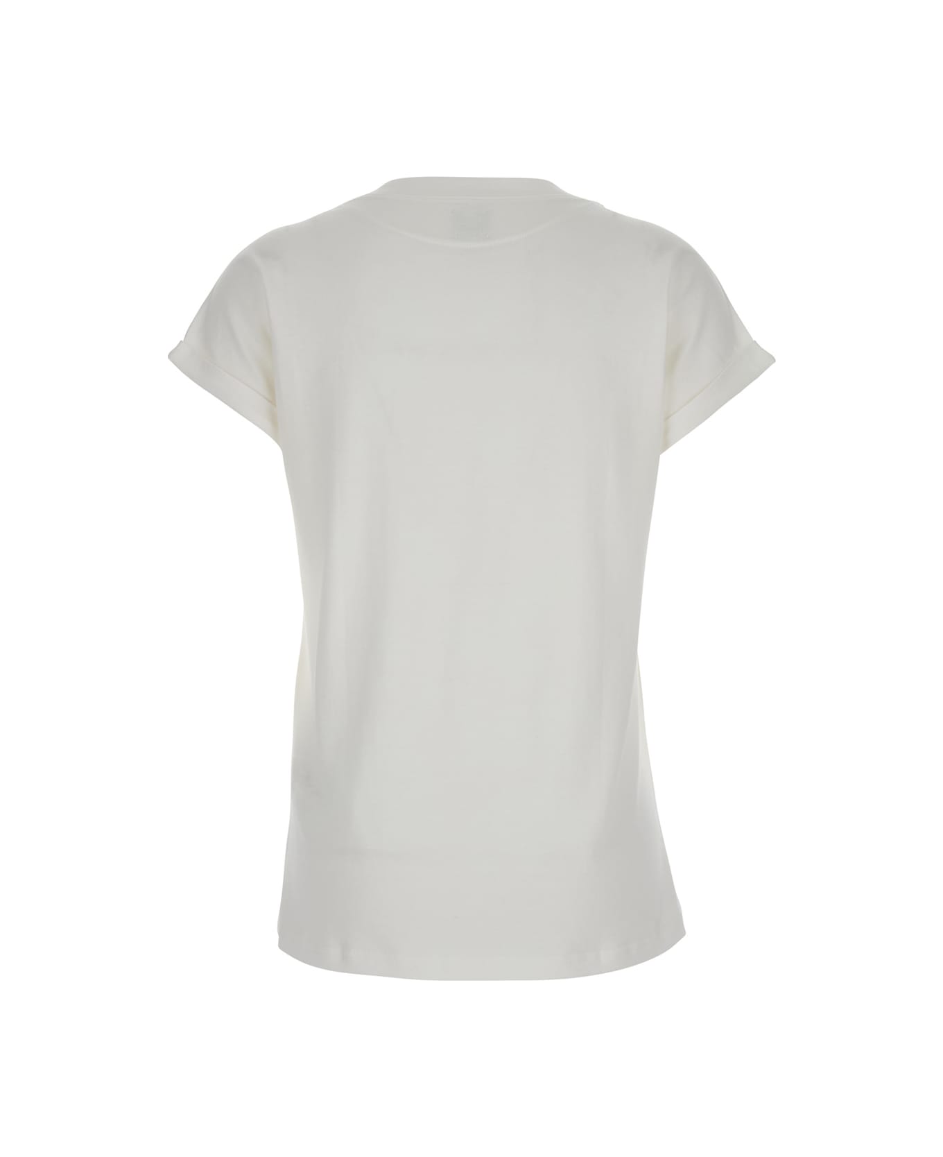 Eleventy White Crewneck T-shirt With Front Patch Pocket In Cotton Blend Woman - White