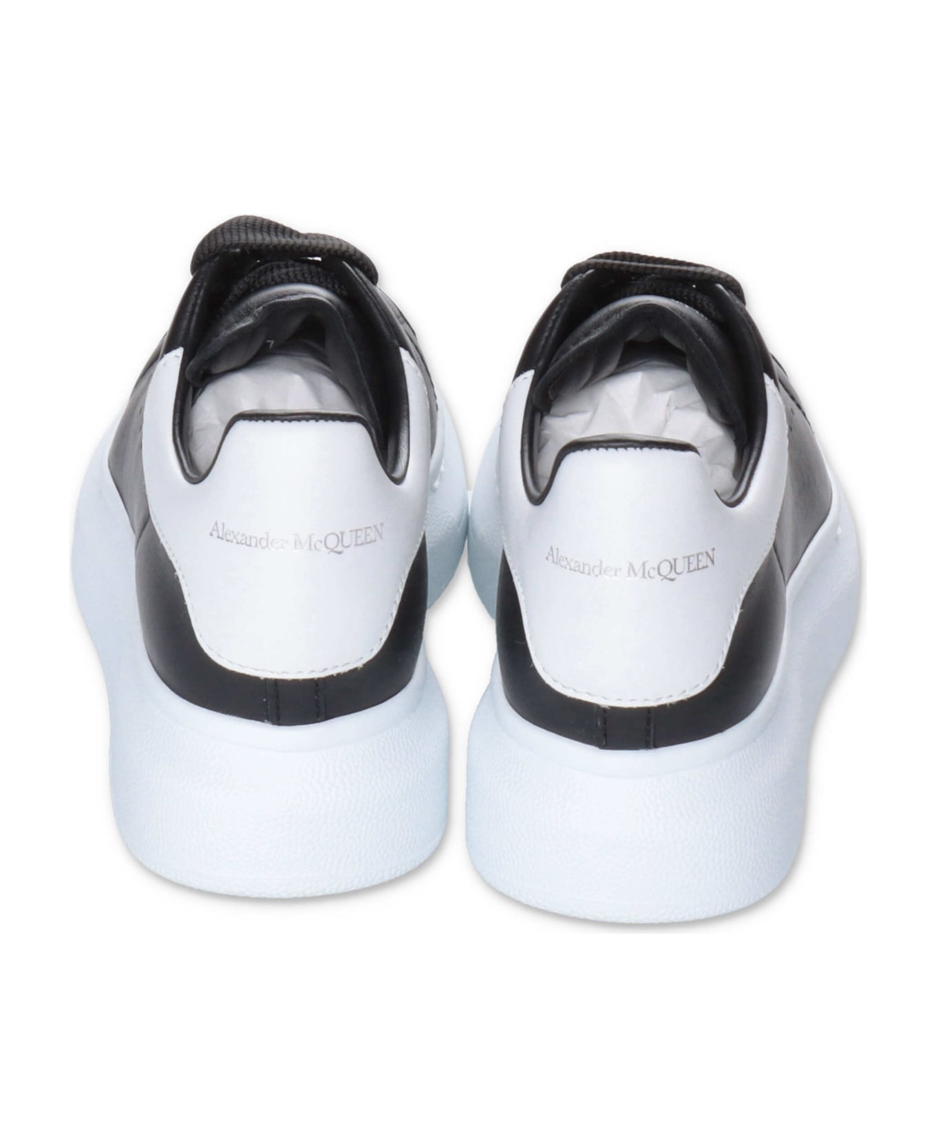 Alexander McQueen Sneakers Nere In Pelle Con Lacci Bambina - Nero