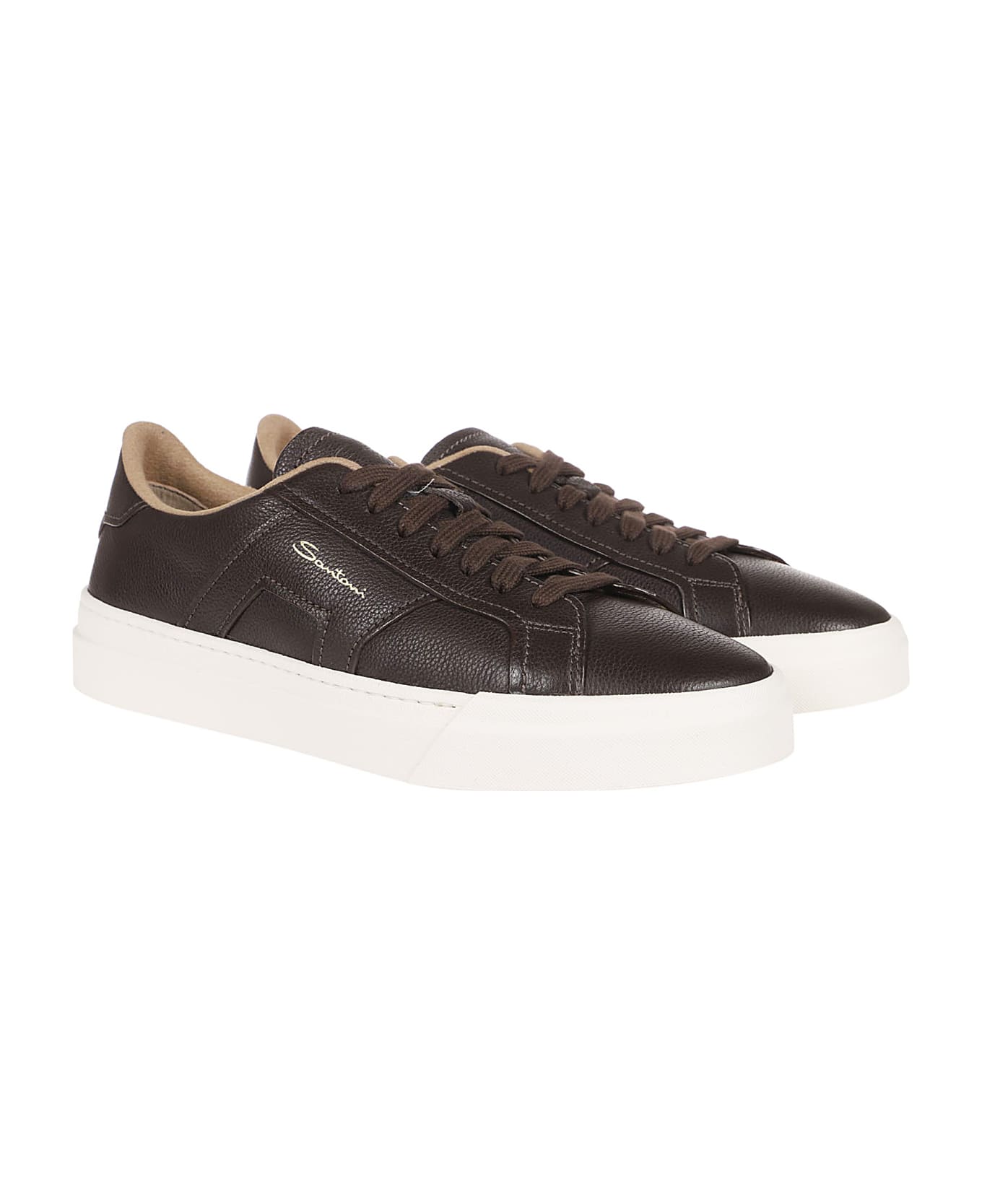 Santoni Dbs Sf6 Double Buckle Sneakers - Dark Brown