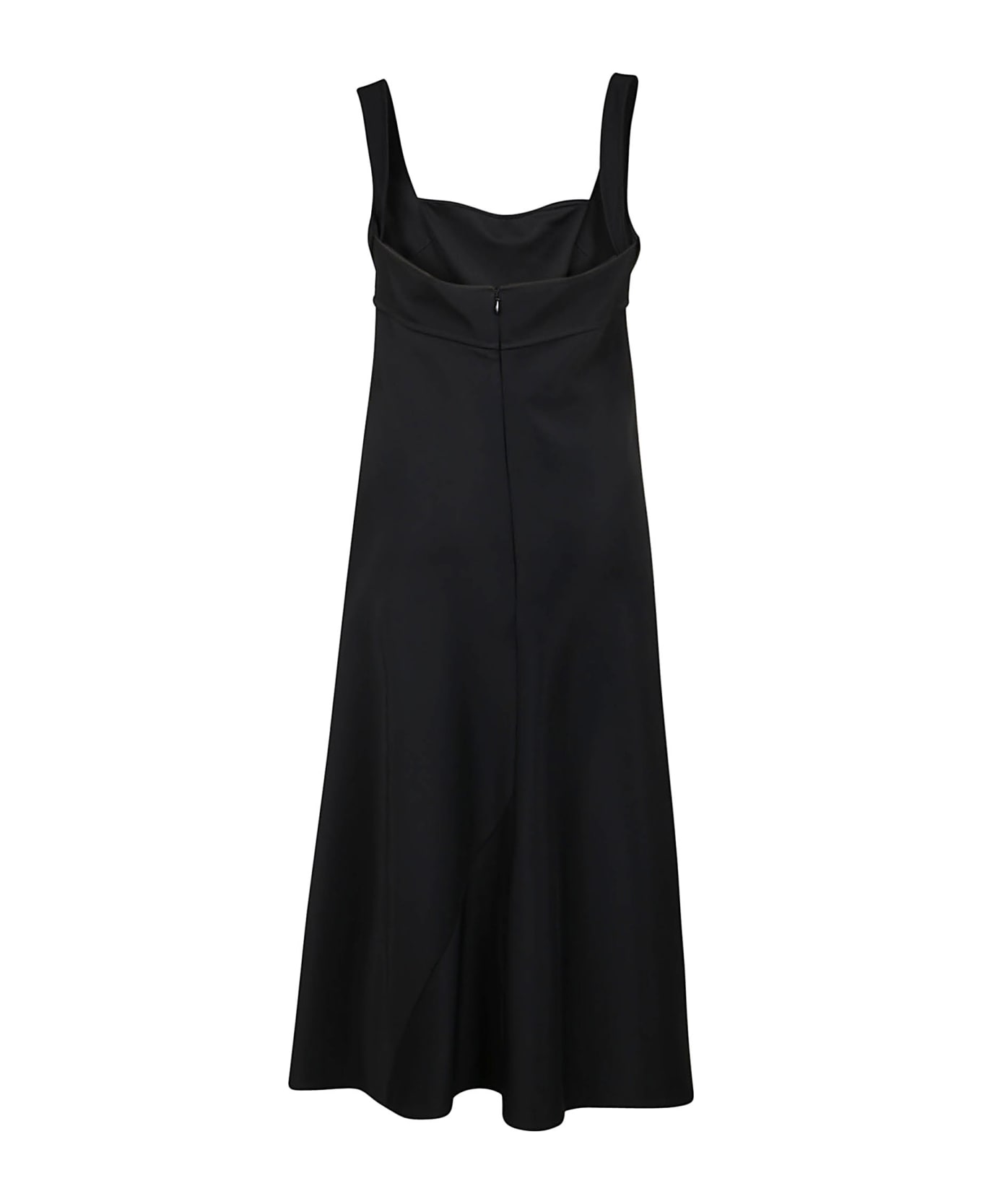 Victoria Beckham Stretch Cady Flare Midi Dress - Black