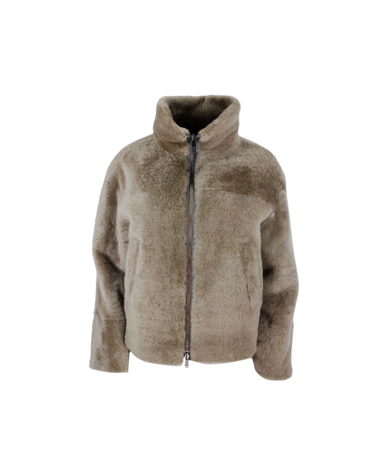 Brunello Cucinelli Reversible Jacket Jacket In Very Soft And Precious Shearling - Taupe