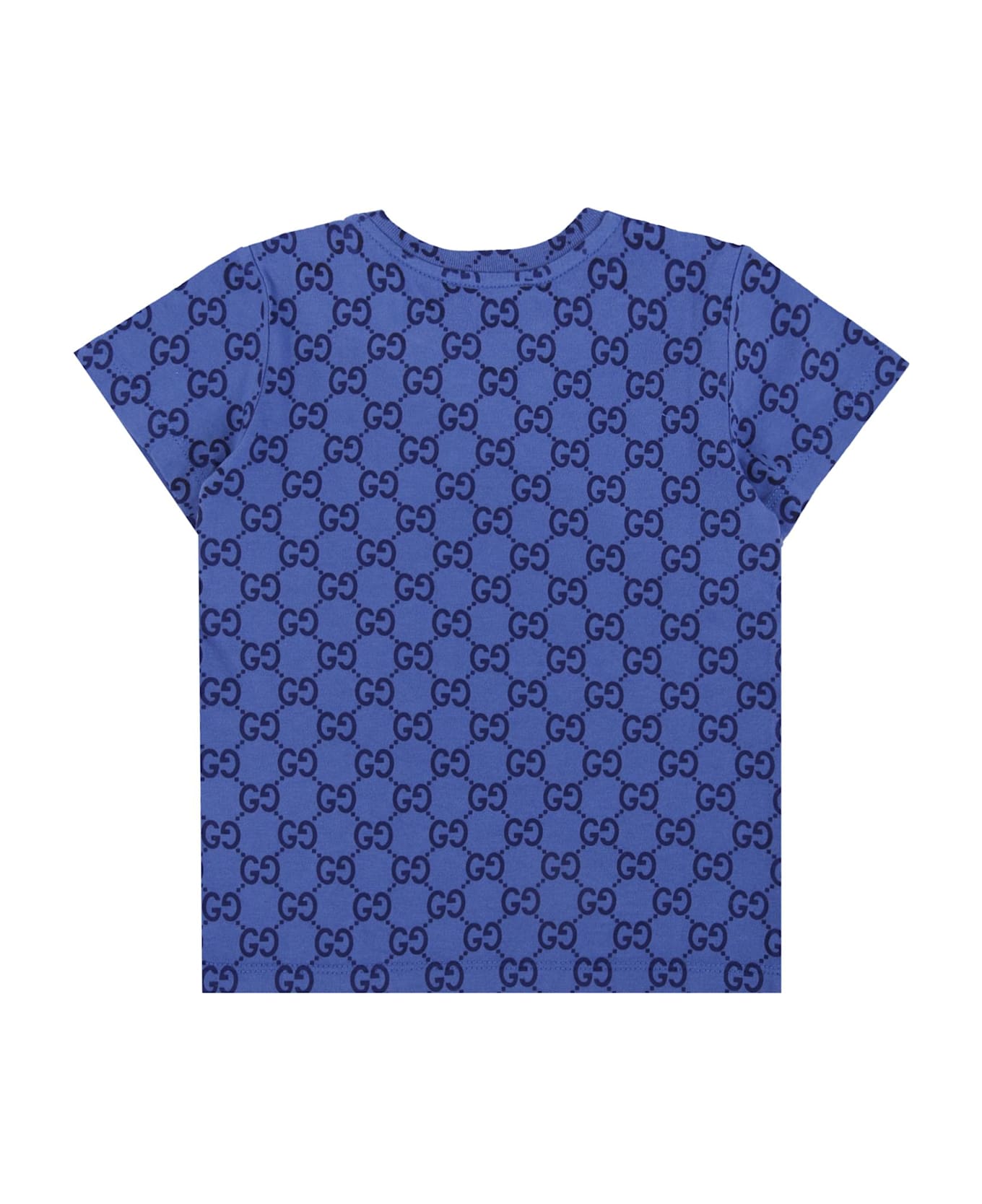 Gucci Blue T-shirt For Baby Boy With Gg Motif - Blue