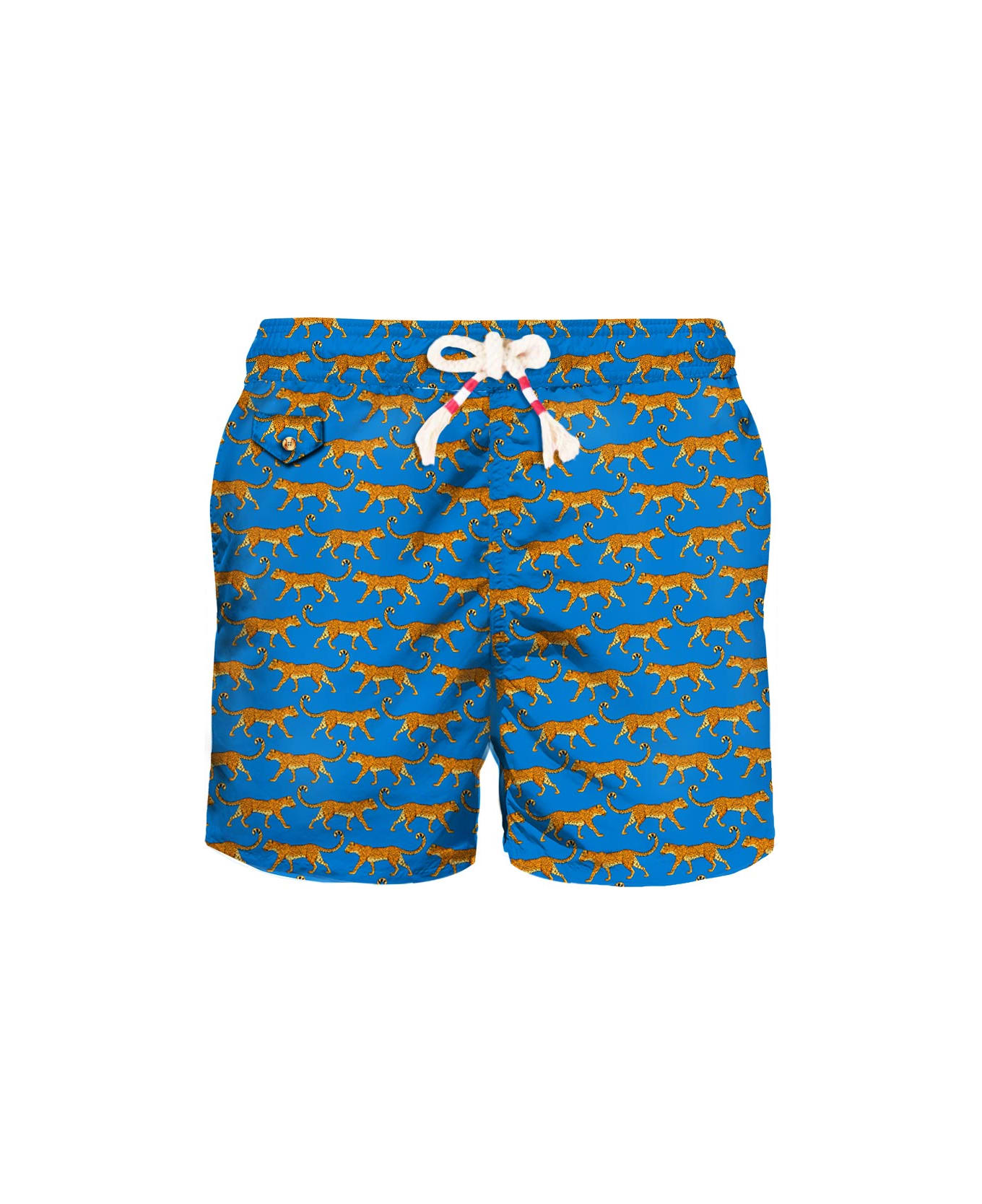 MC2 Saint Barth Light Fabric Man Swim Shorts Leopard Print - BLUE スイムトランクス