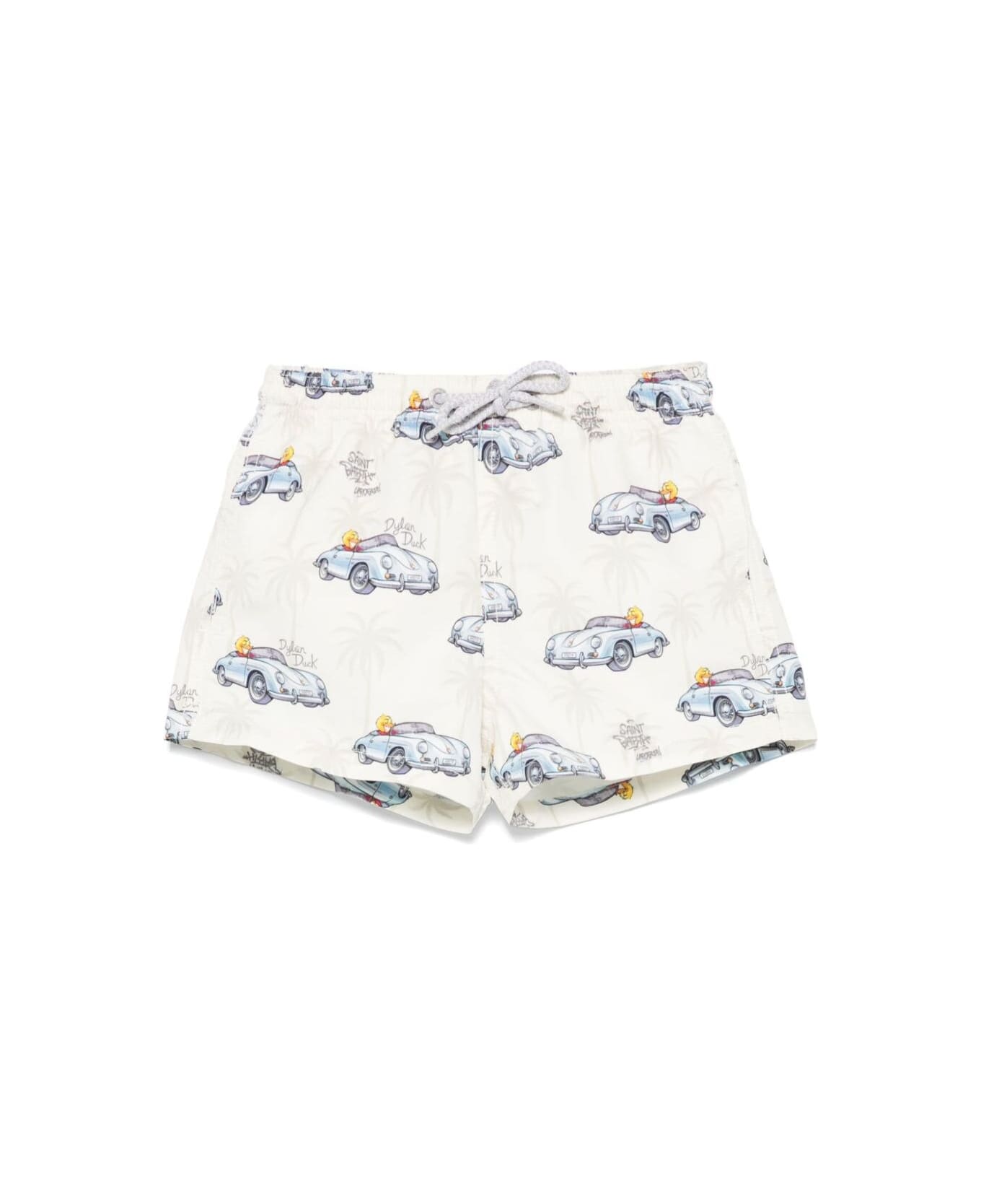 MC2 Saint Barth 'jean' Grey Swim Shorts With Elastic Drawstring Waist And All-over Print In Tech Fabric Boy - Grey