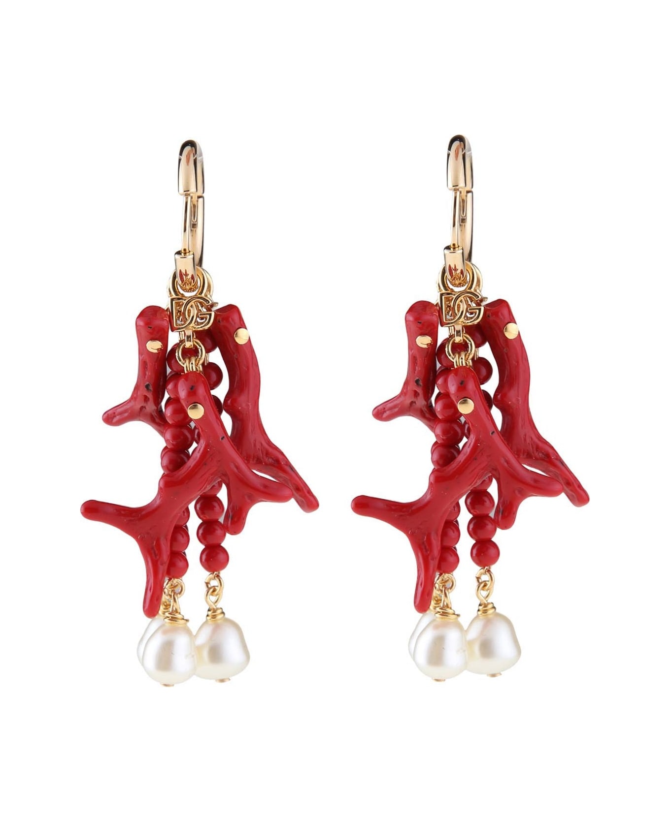 Dolce & Gabbana Dolce And Gabbana Earrings With Coral Branches - Gold