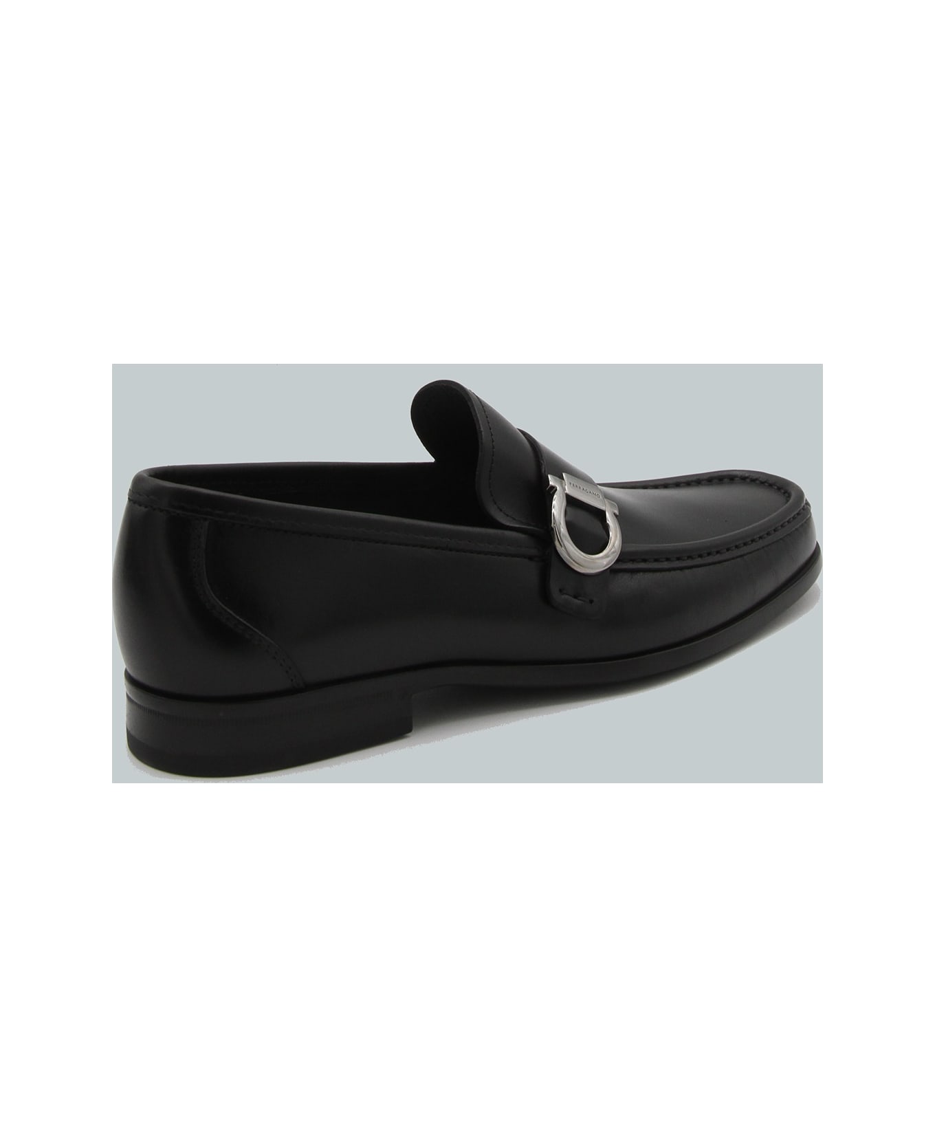 Ferragamo Black Leather Caspian Loafers - Black