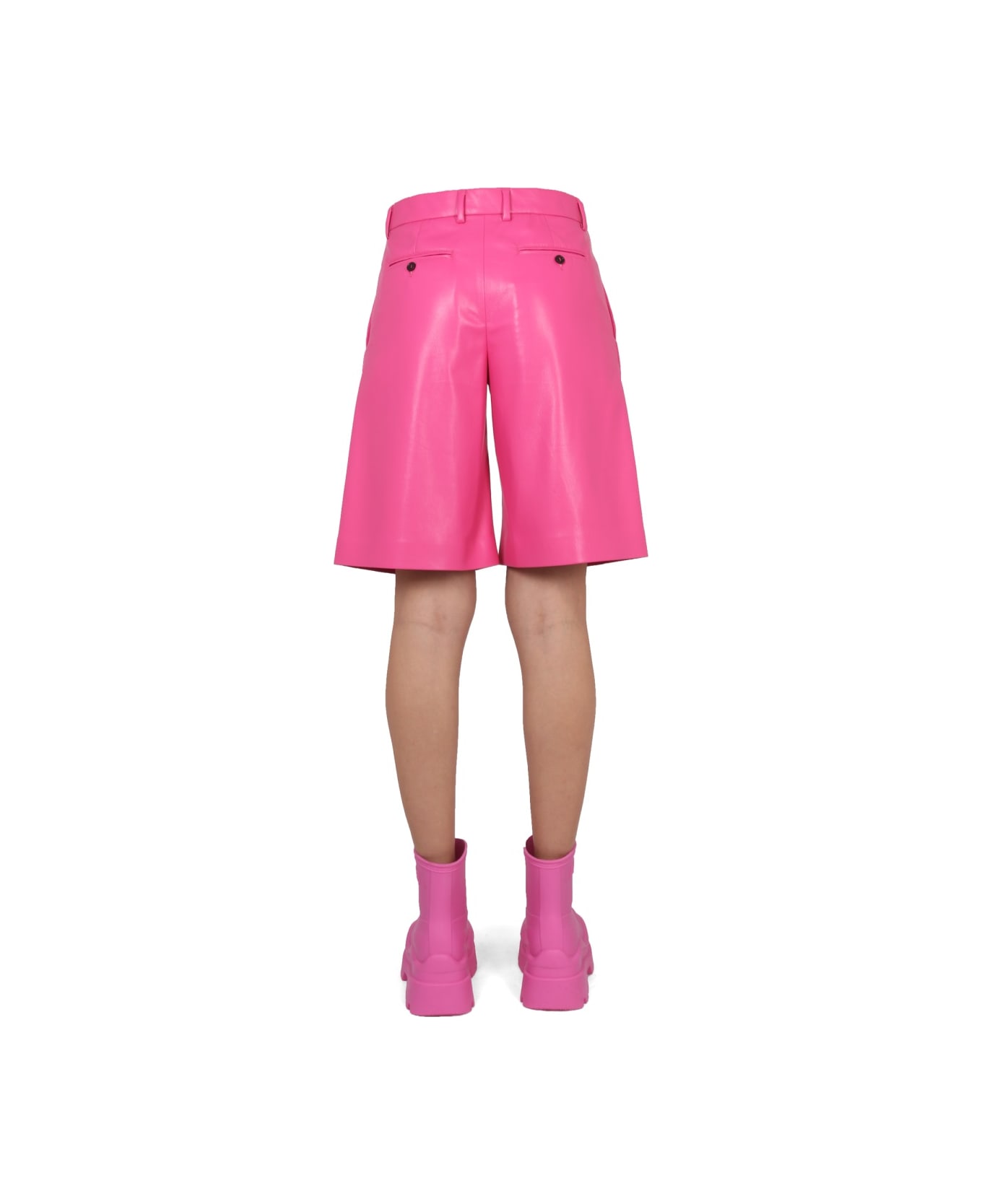 MSGM Faux Leather Bermuda Shorts - PINK