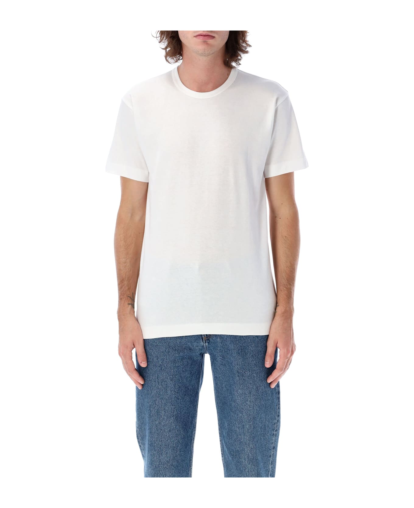 Comme des Garçons Play Back Black Heart Patch Tee - WHITE