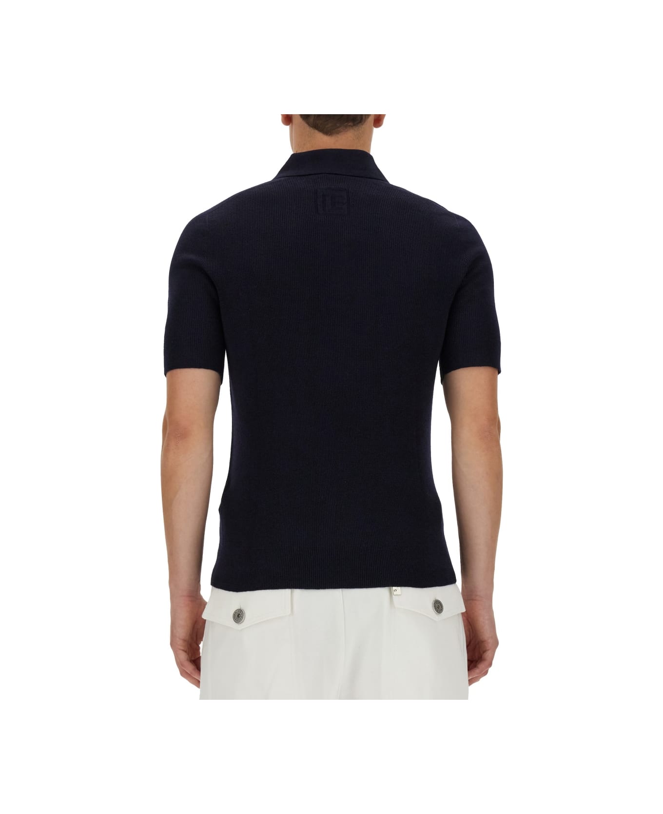 Balmain Polo With Logo Patch - BLUE