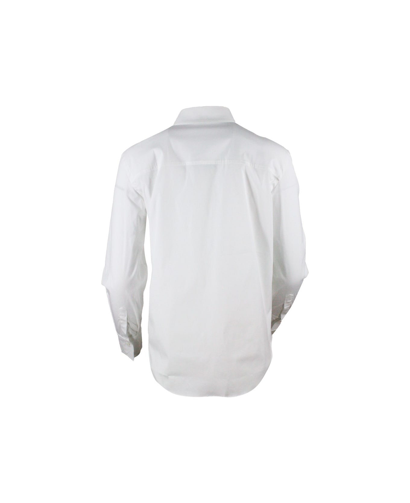 Brunello Cucinelli Long-sleeved Shirt In Strech Poplin - White