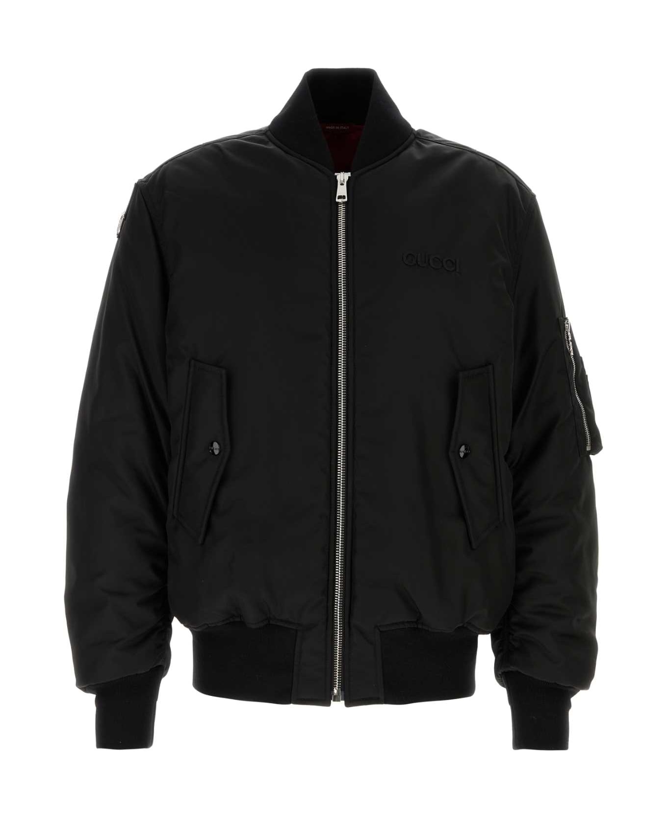 Gucci Black Nylon Bomber Jacket - BLK